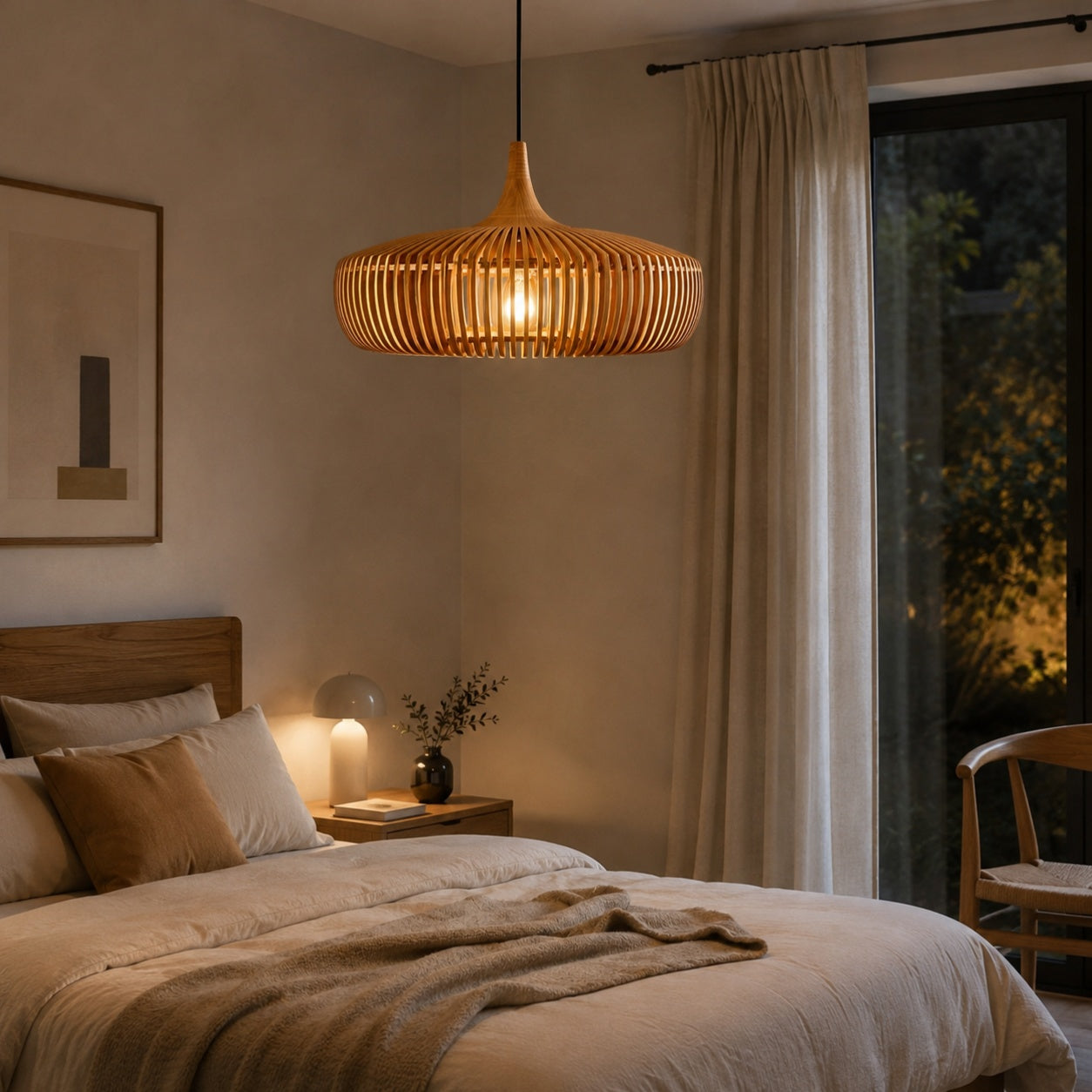 Voreli Pendant Lamp Wood Ceiling Light Modern Design Compatible