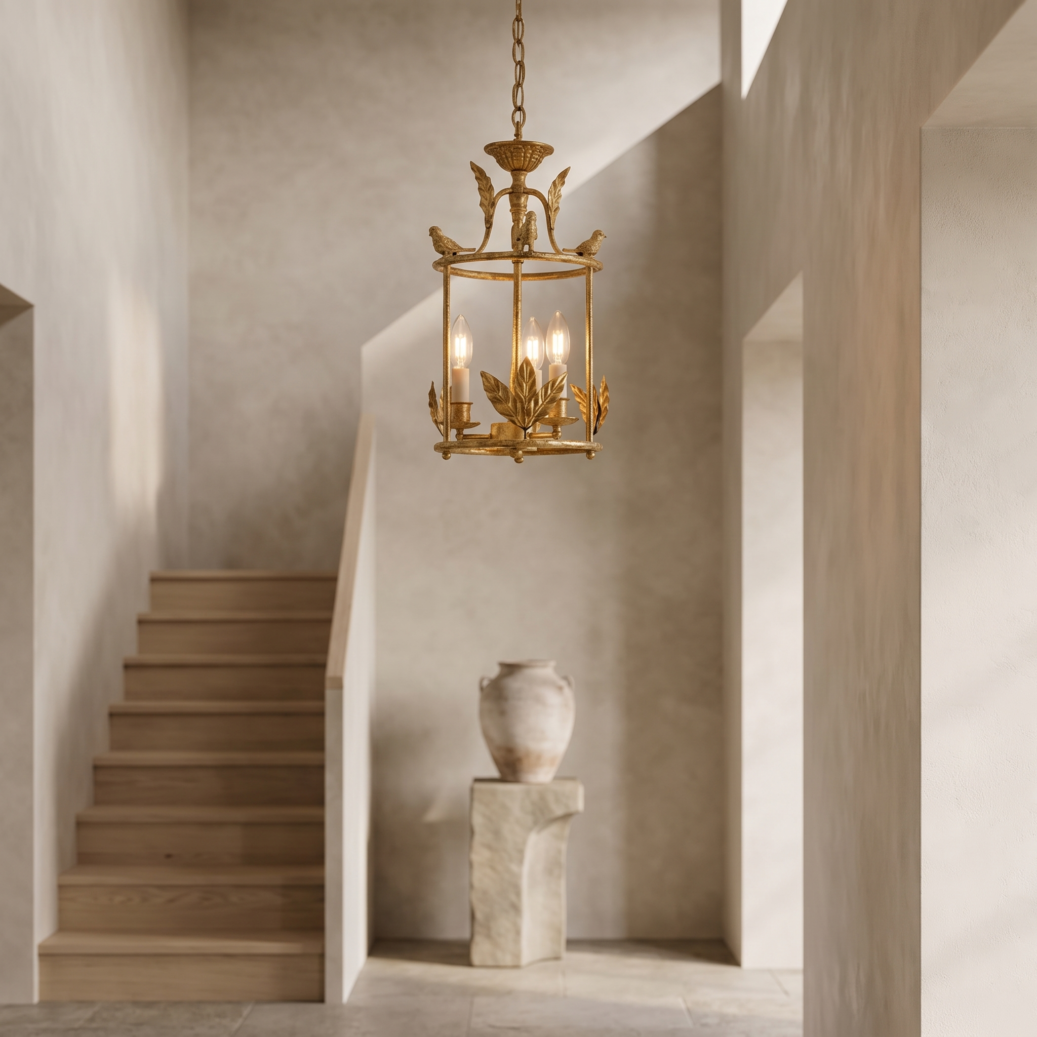 Kavren Modern Lantern Pendant Light in a modern luxury entry foyer
