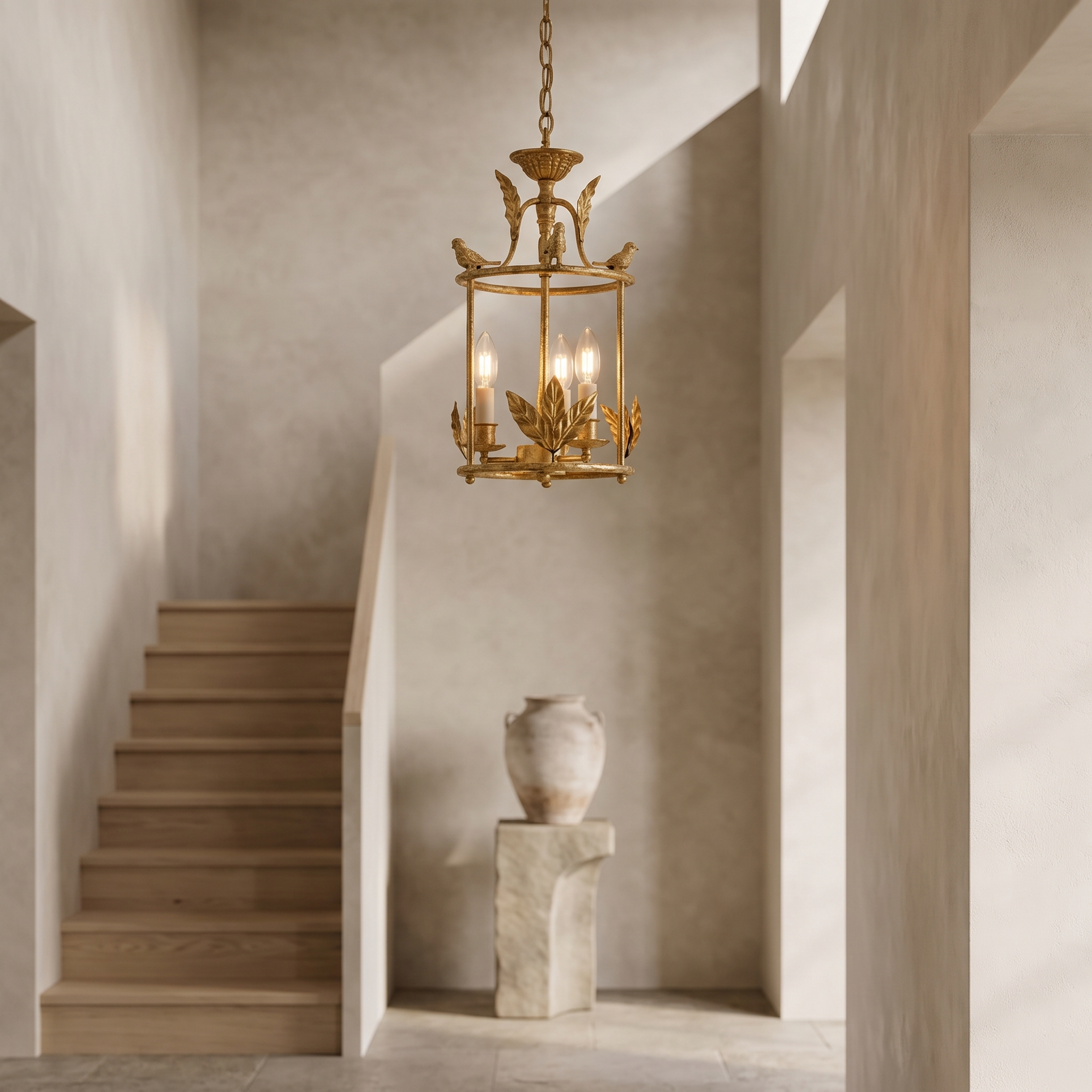 Kavren Modern Lantern Pendant Light in a modern luxury entry foyer