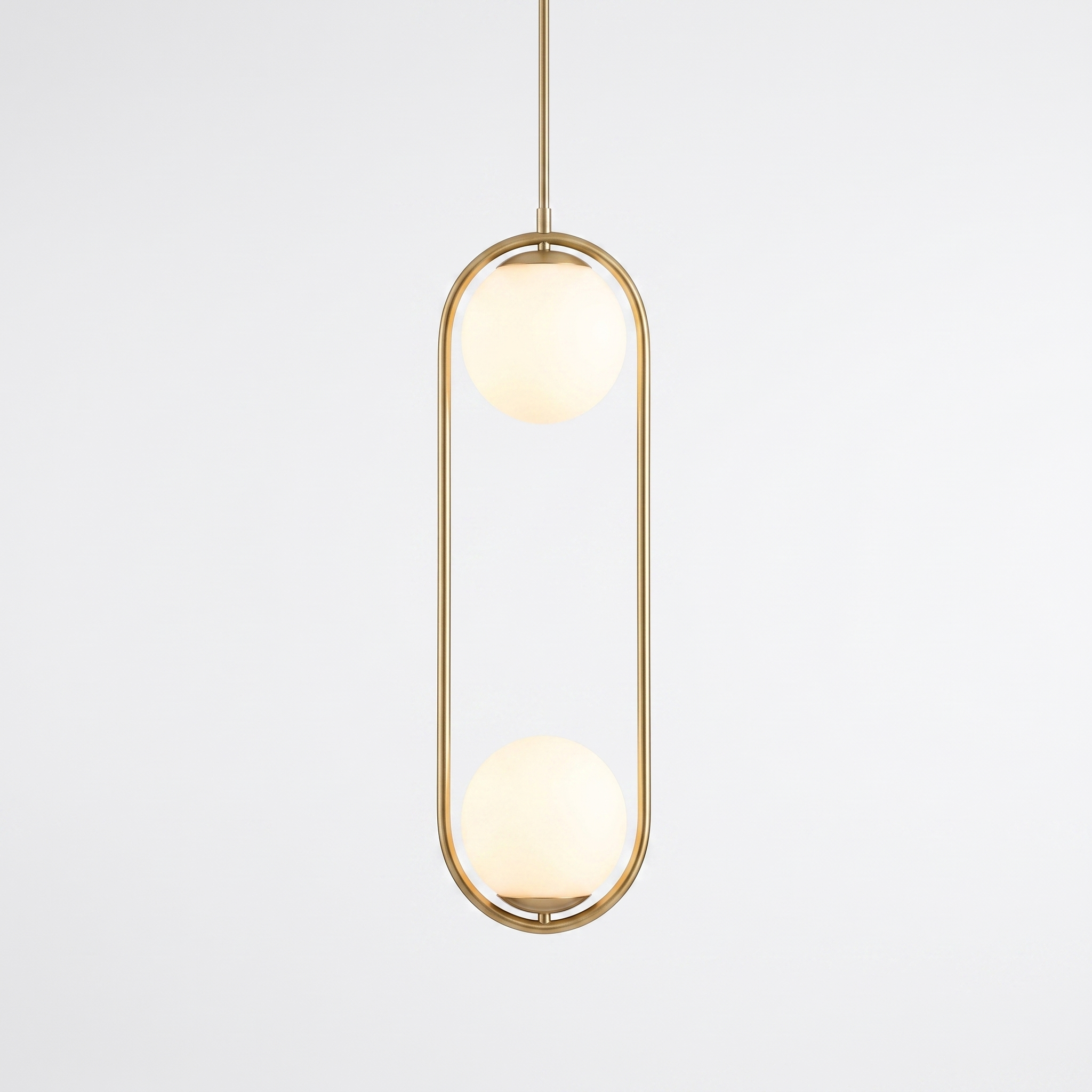 Ostrella Brass Glass Globe Pendant Light double globe on white background