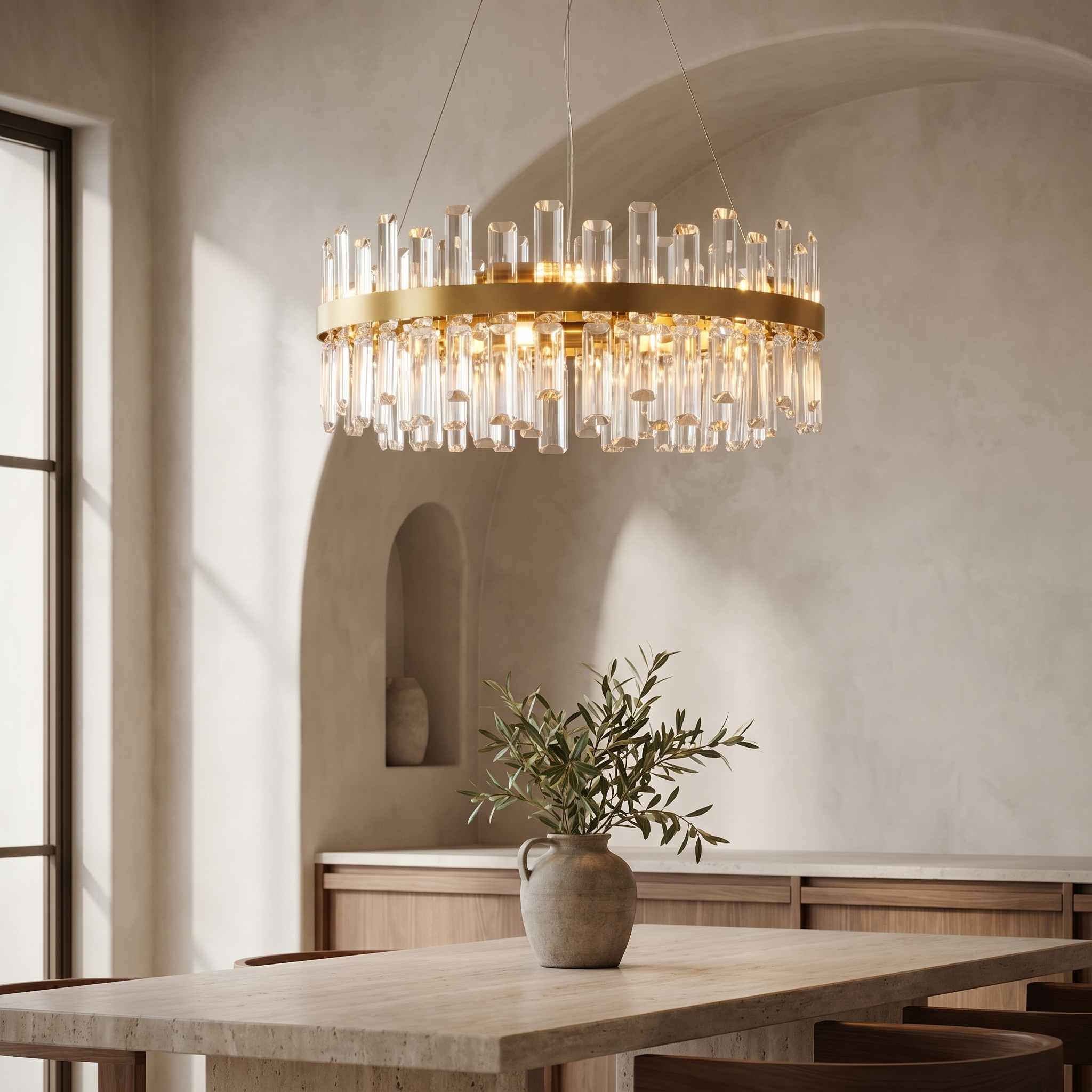 Averelle Nordic Crystal Chandelier in a dining room