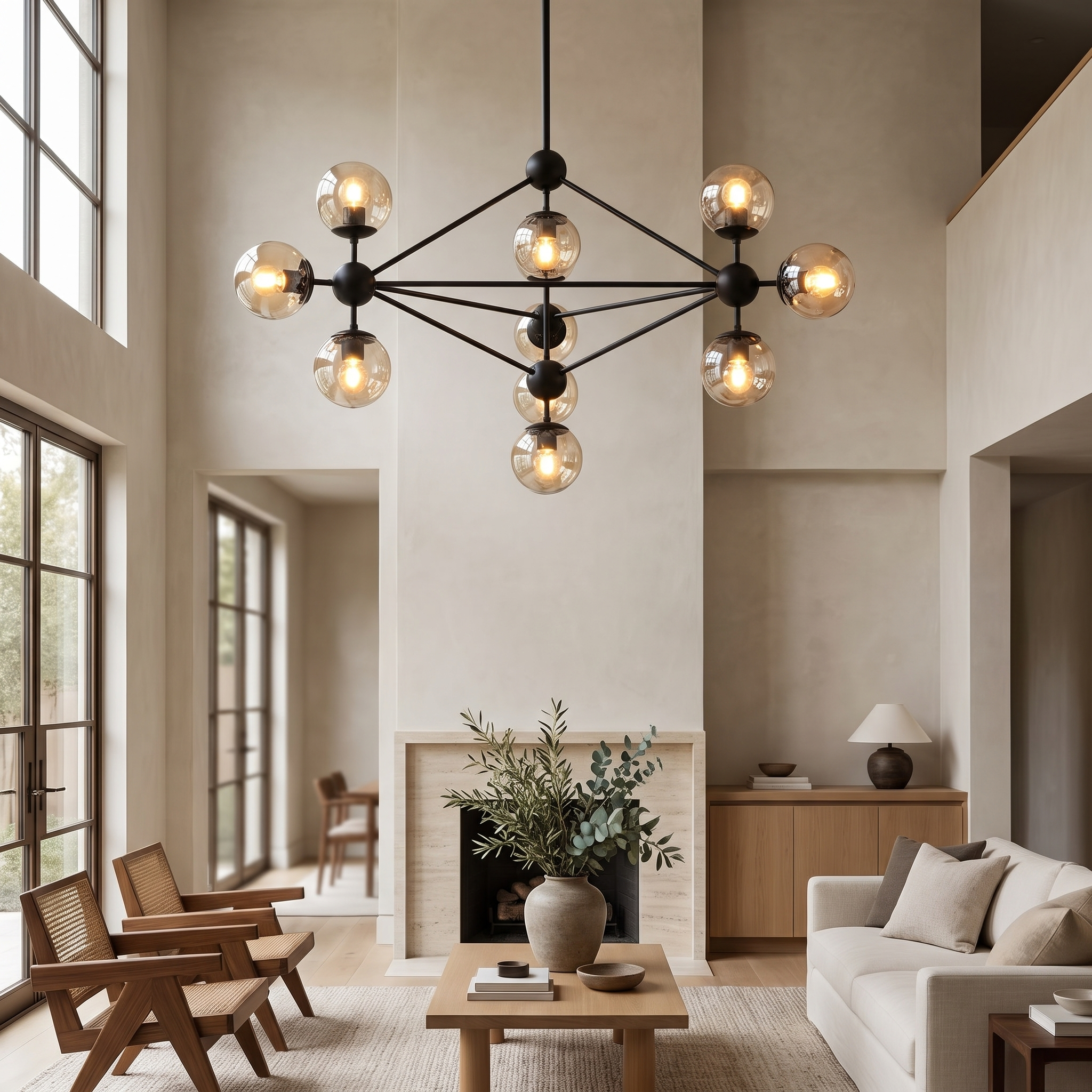 Dorvain Molecular Glass Chandelier in a living room