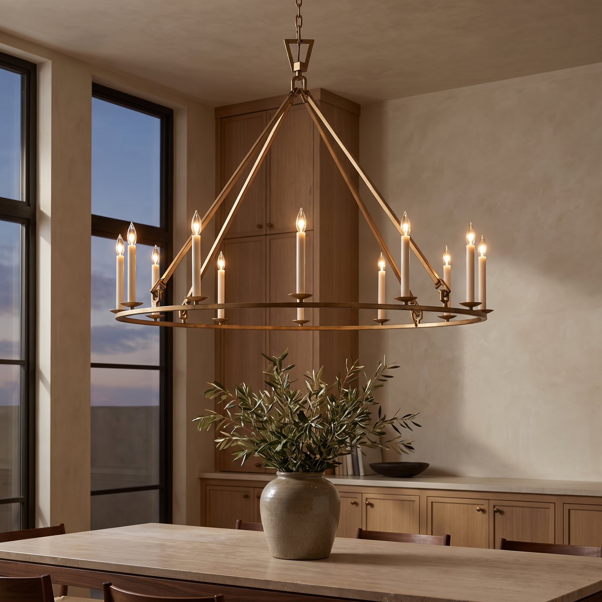 Belvane Vintage Candle Chandelier in a dining room