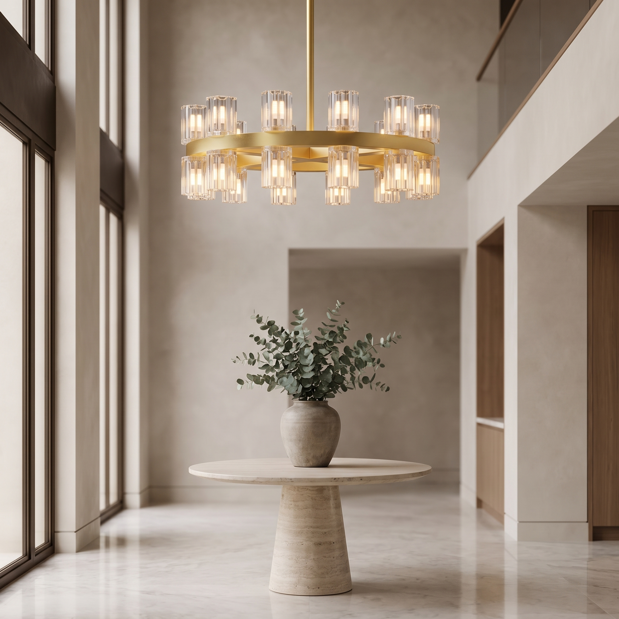 Ivorenne Grand Crystal Chandelier in a villa foyer