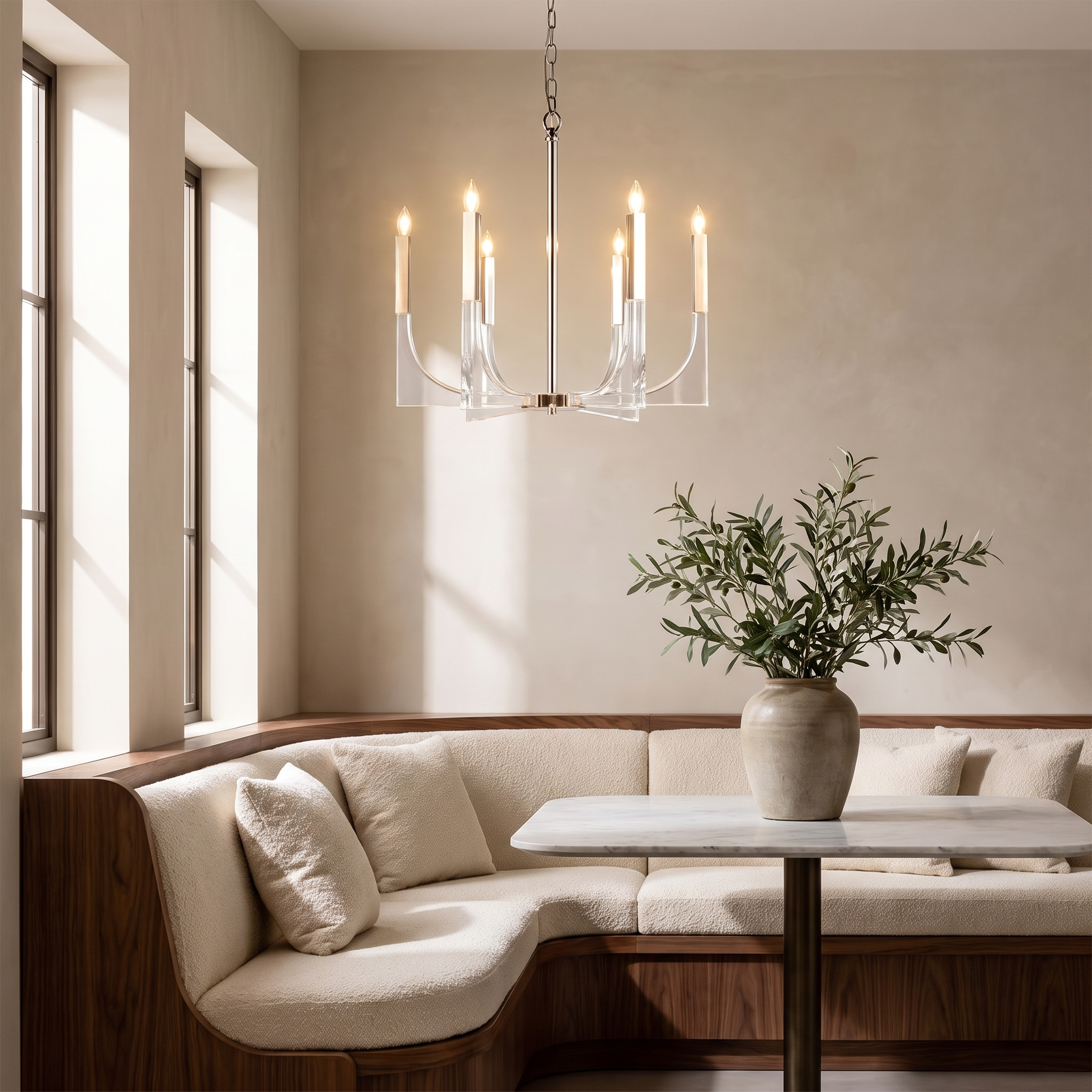 Ilvanne Retro Candle Chandelier in a dining corner