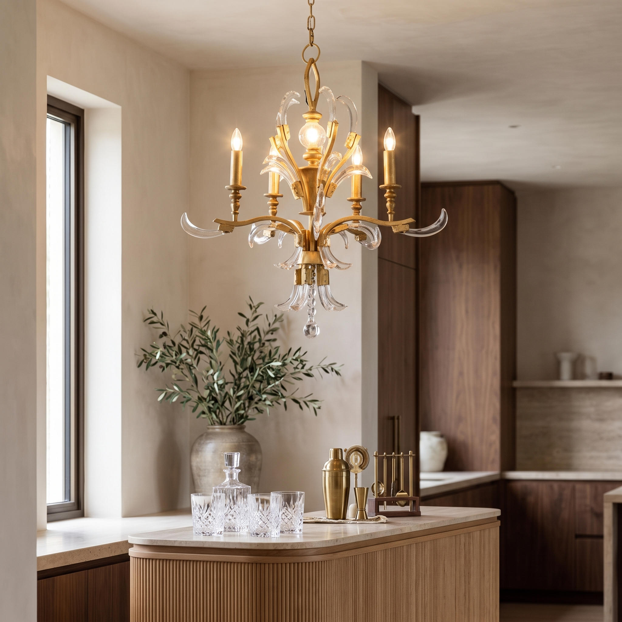 Ivressa Classic Crystal Chandelier in a home bar