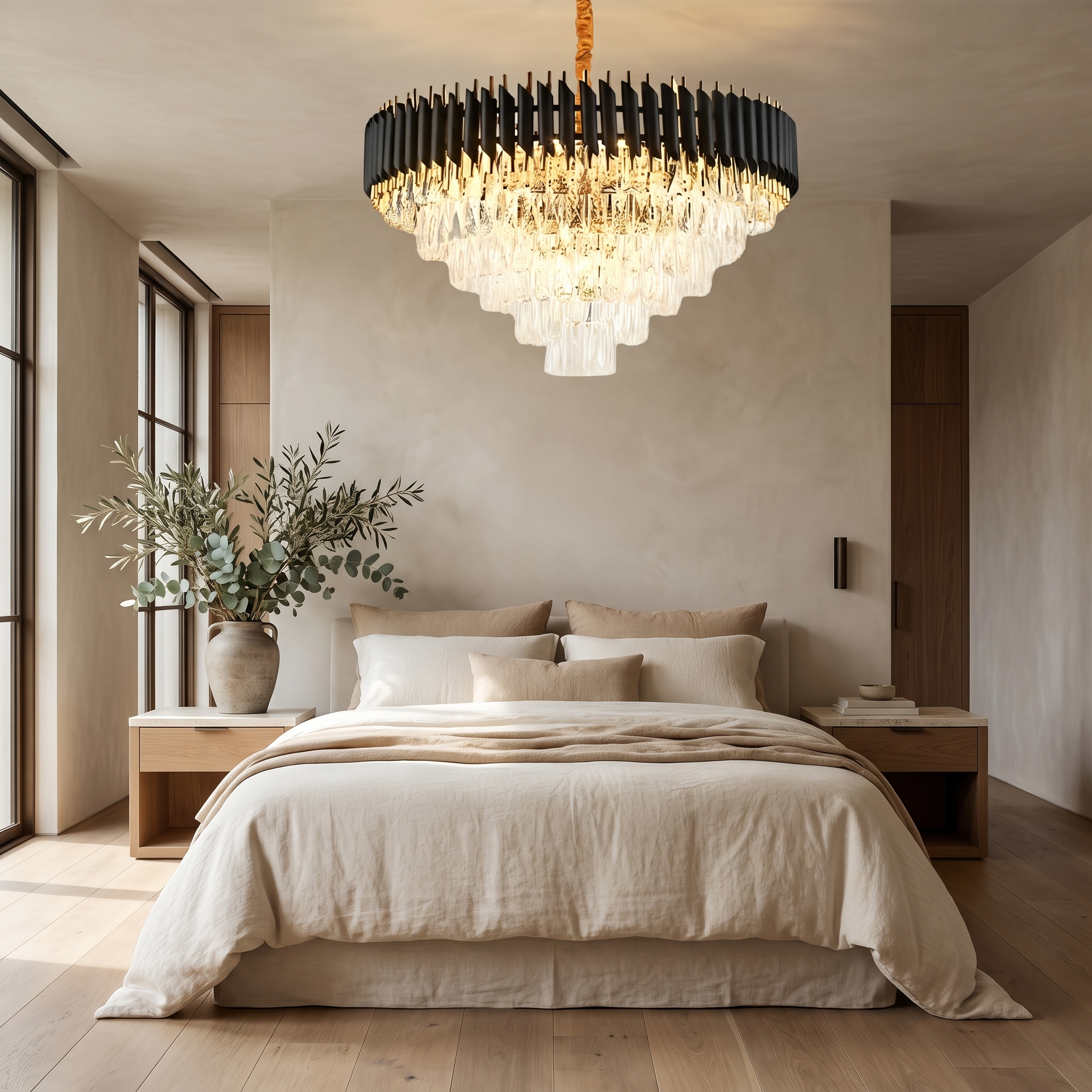Isolenne Crystal Chandelier in a bedroom