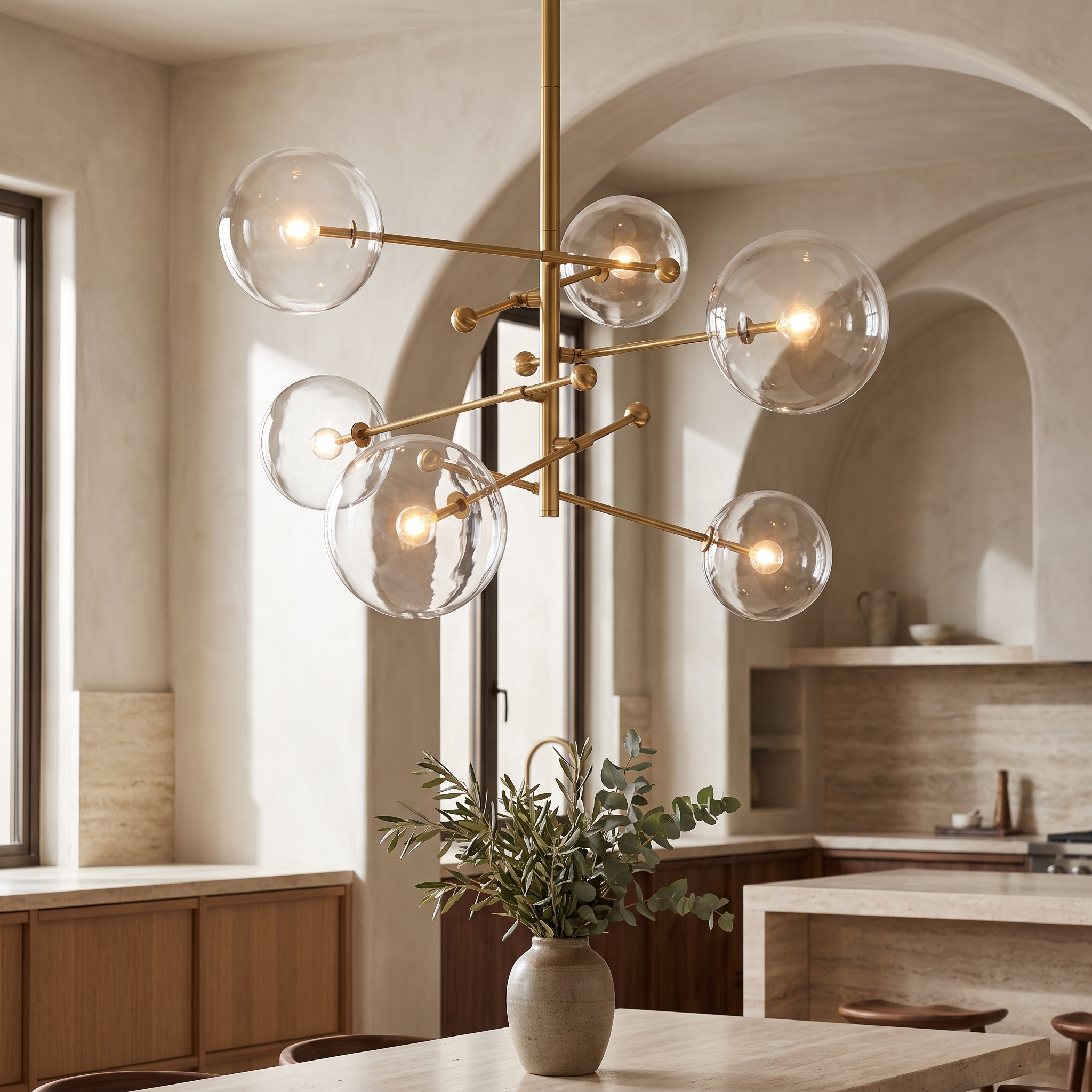 Pirelle Retro Globe Chandelier in a dining room