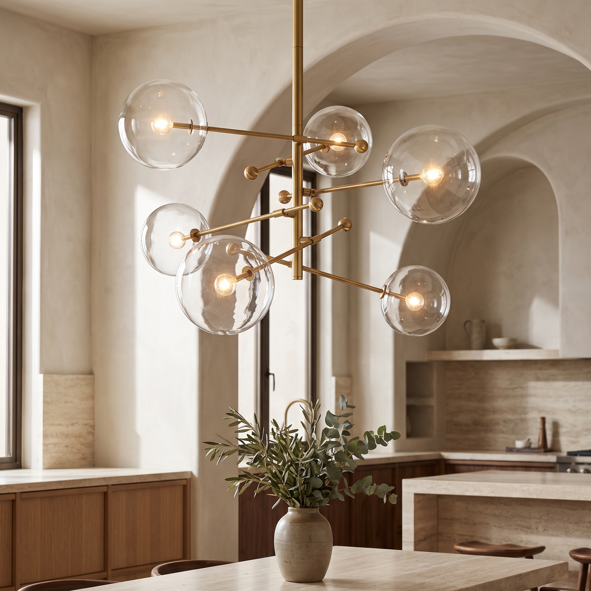 Pirelle Retro Globe Chandelier in a dining room