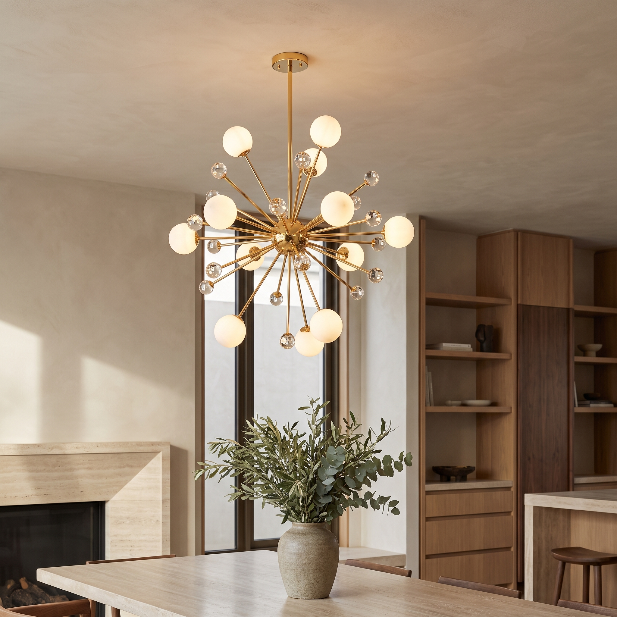 Solvane Nordic Glass Chandelier in an open-plan dining area