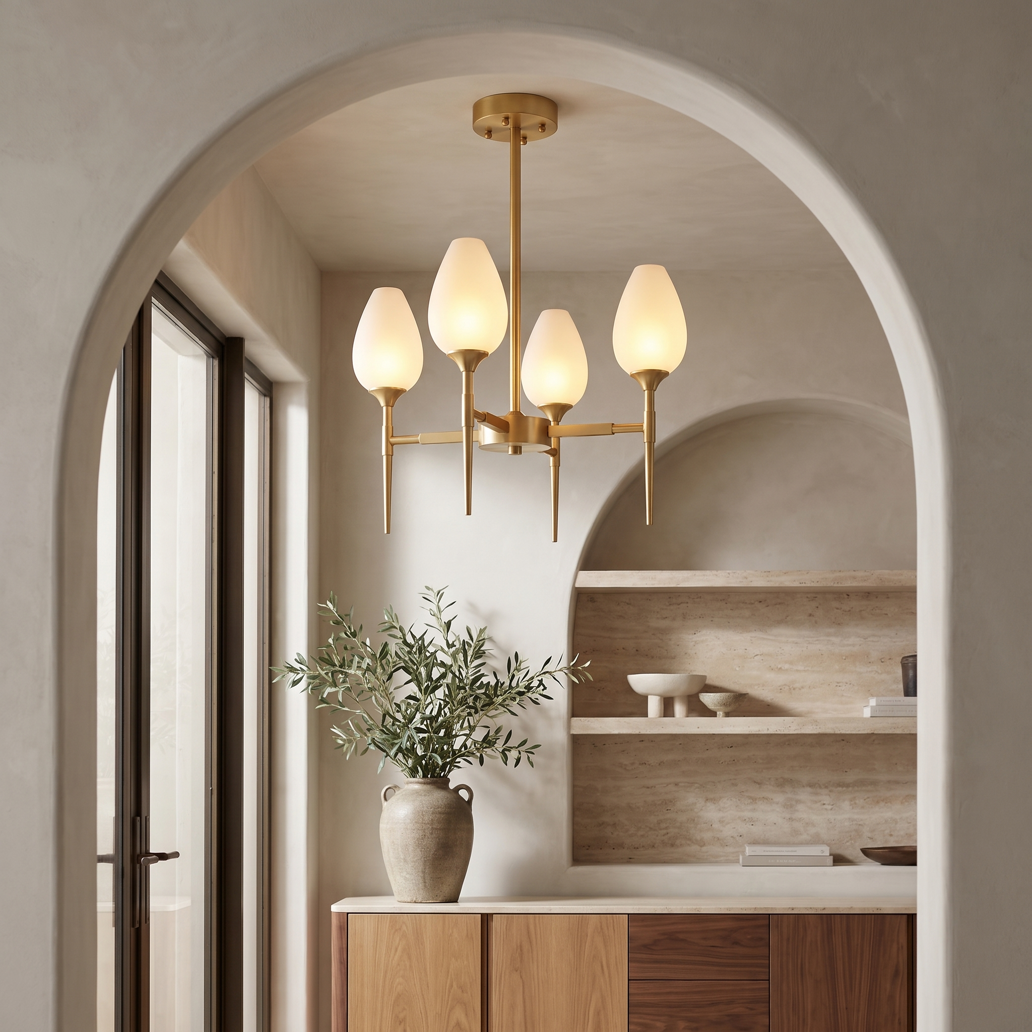 Zelvane Modern Glass Chandelier in a dining room