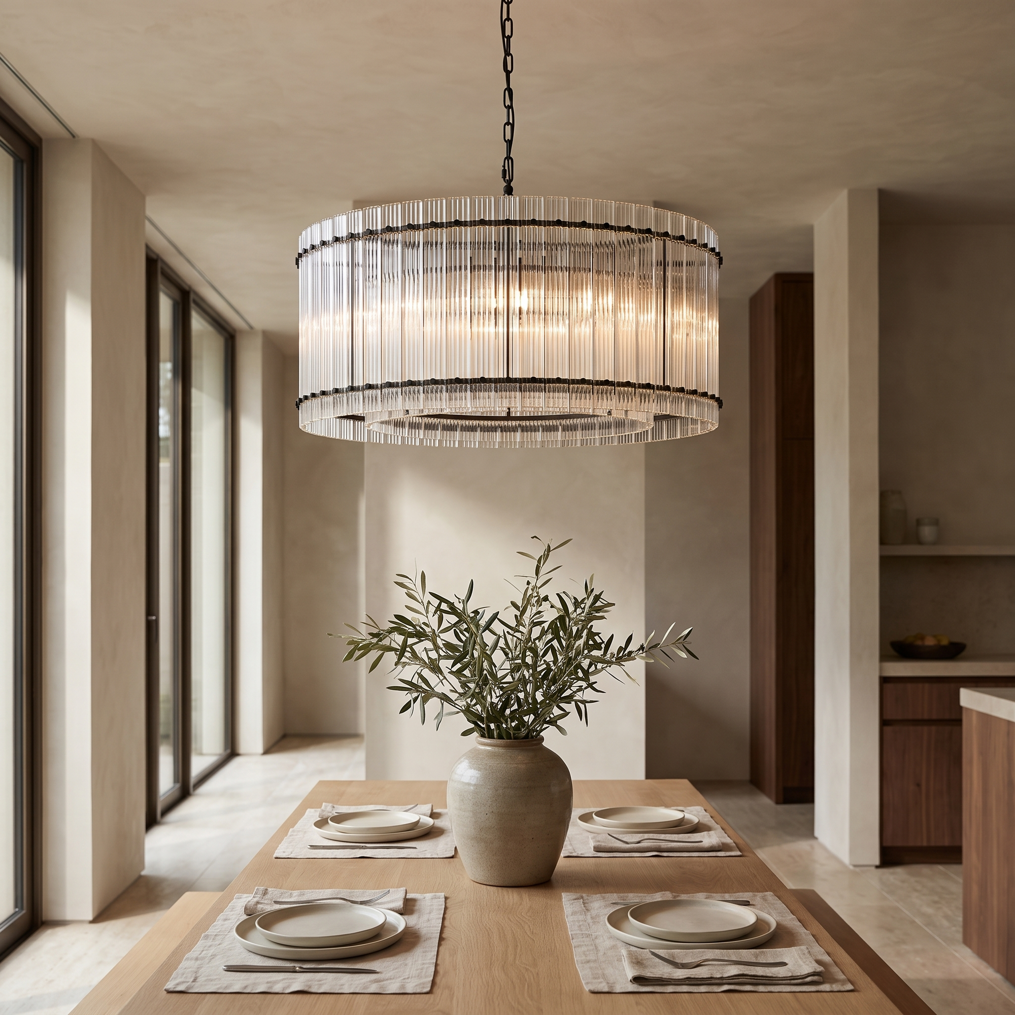 Urvelle Glass Shade Chandelier in a dining room