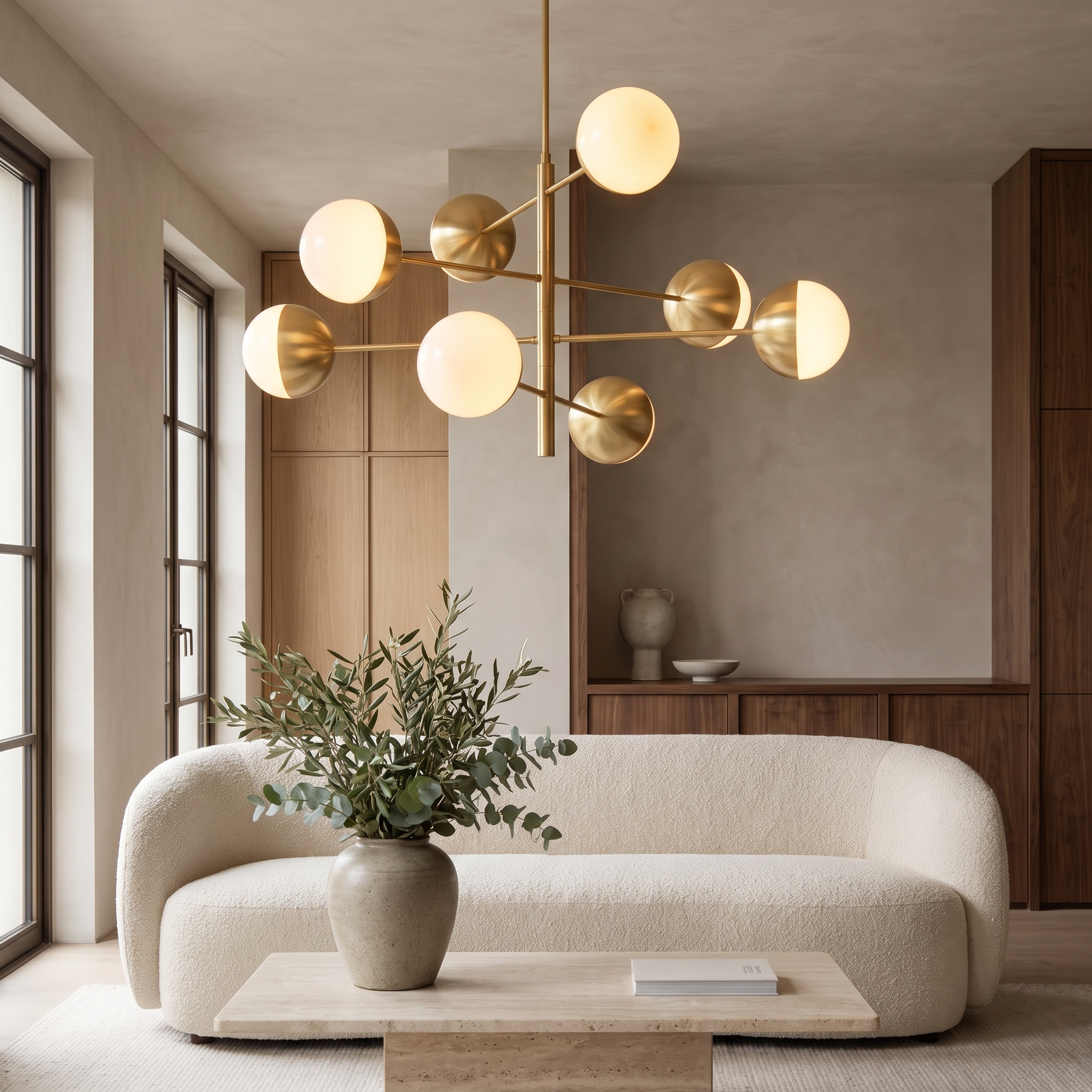 Yvarelle Globe Glass Chandelier in a living room
