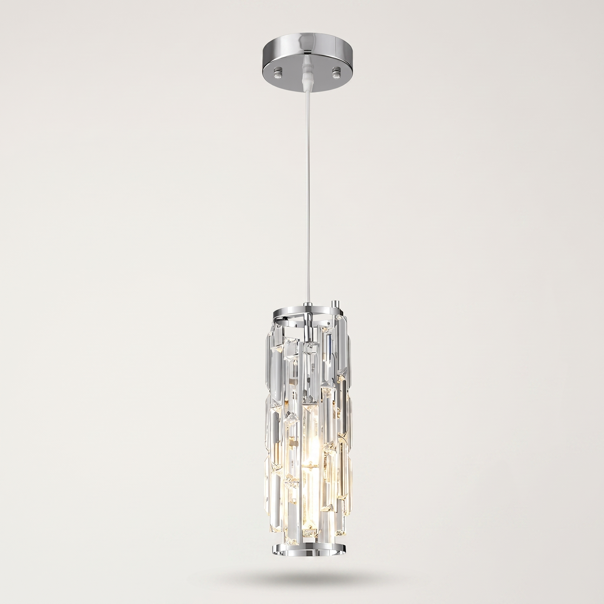 Chrome Aurelique clear crystal pendant studio shot