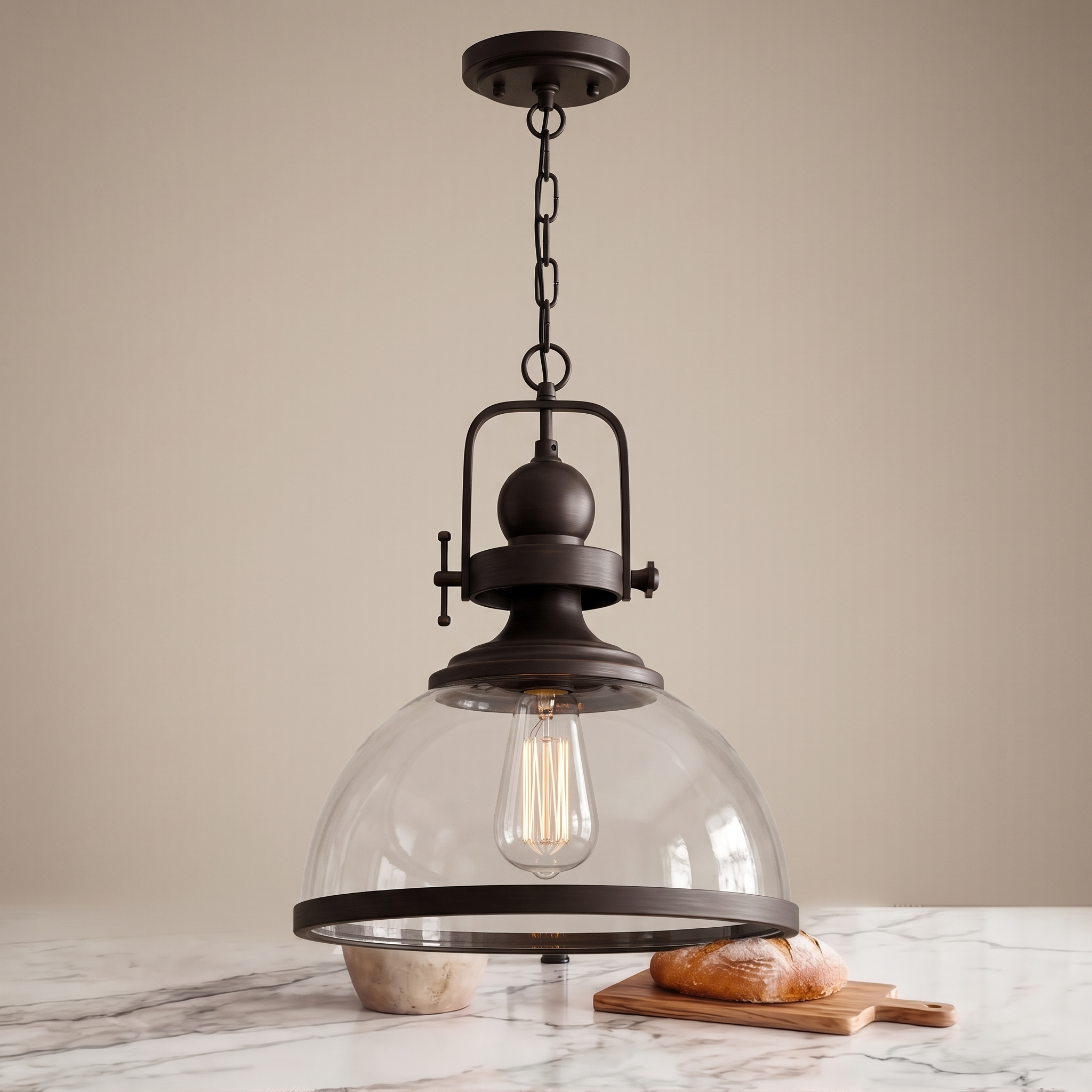Kestara industrial glass pendant light