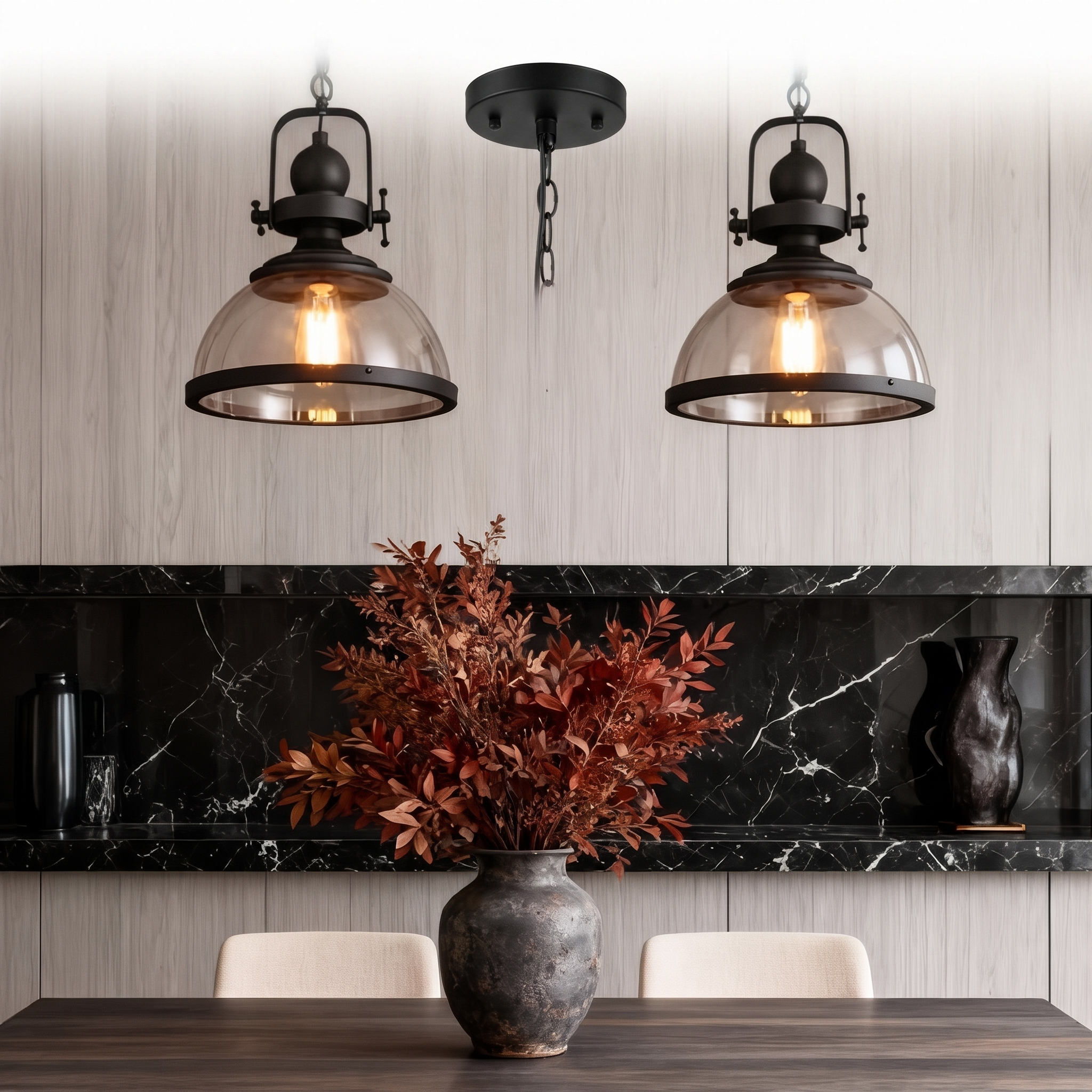 Kestara glass bowl pendant light on a pure white background