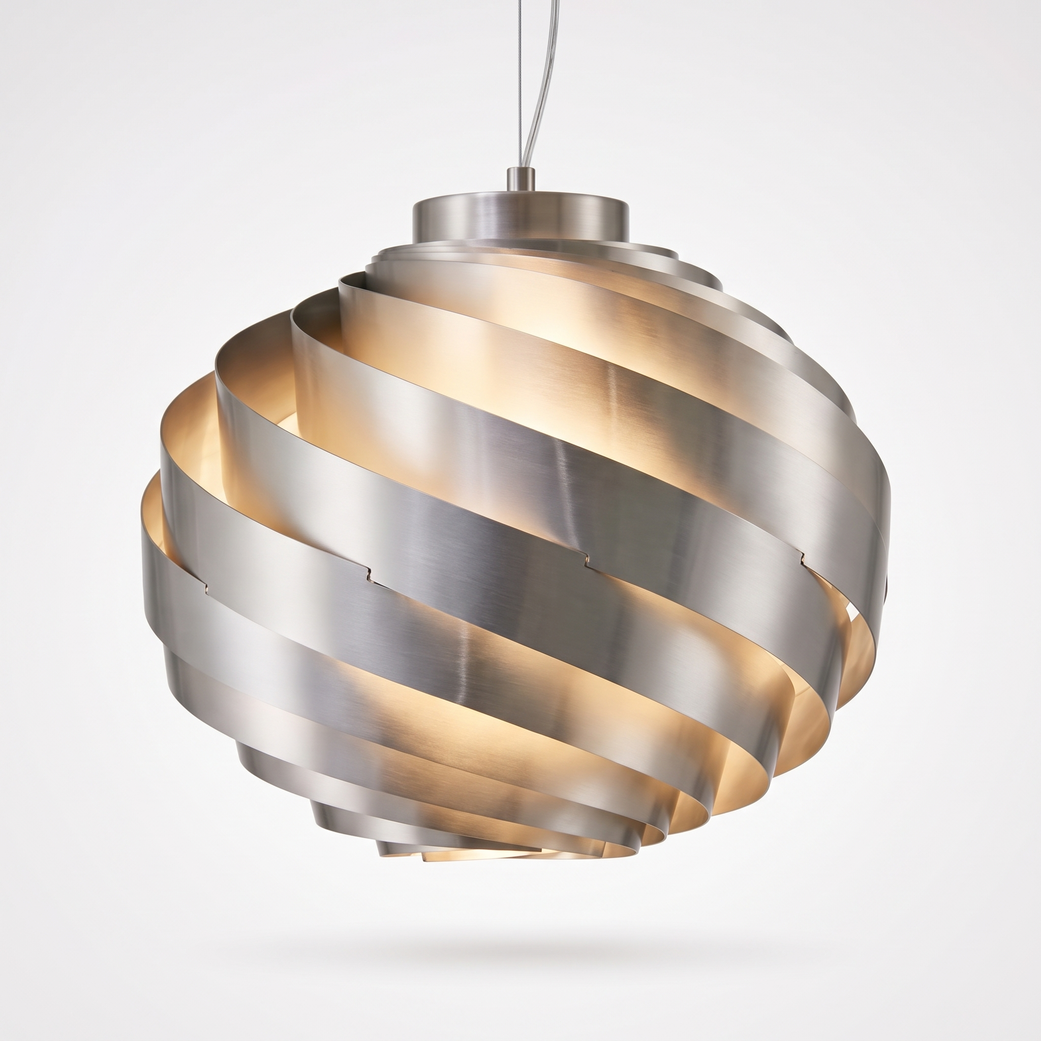 Vortale swirl pendant light on a pure white background