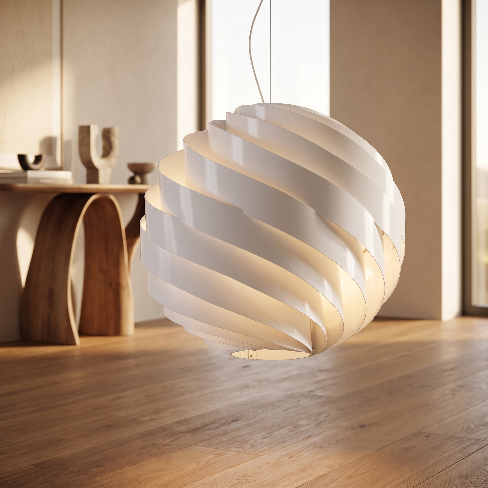Vortale swirl pendant light in a modern home interior