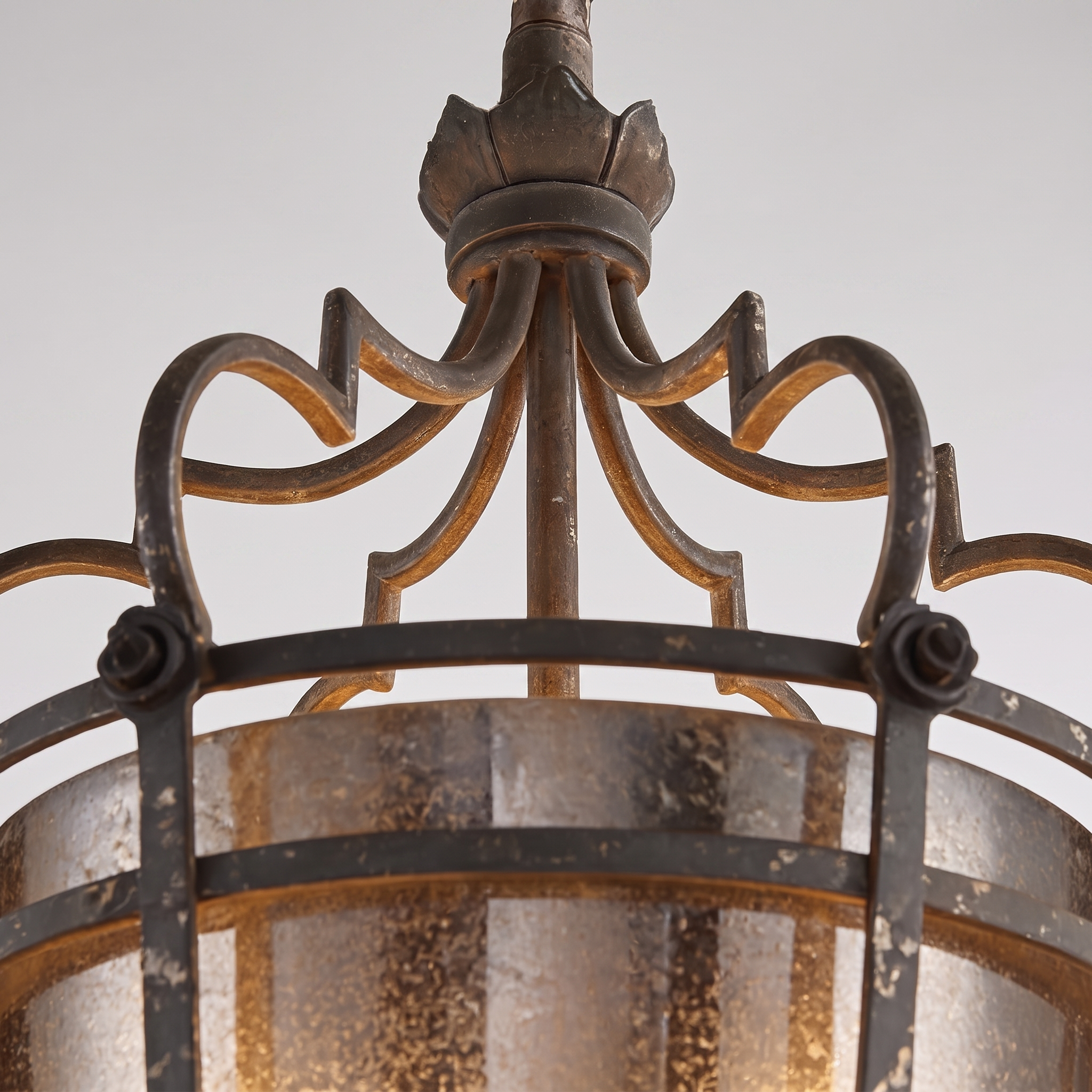 Detail of the Marcello bronze crown detailing and glass