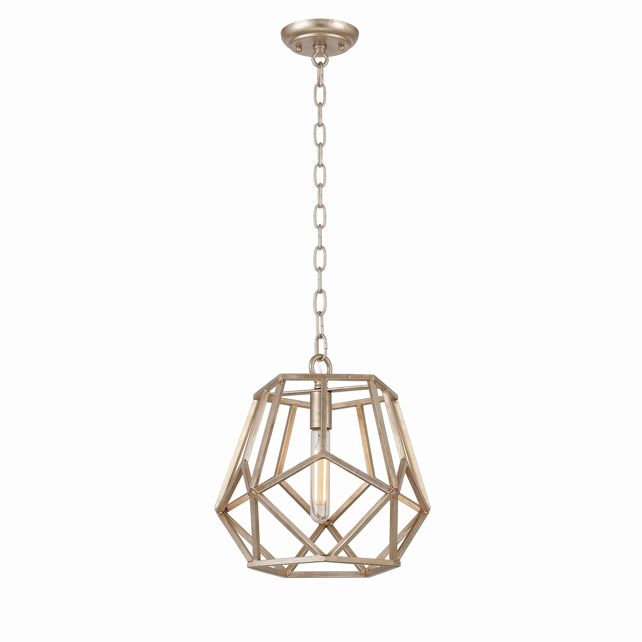 Corvale gold polyhedron pendant isolated on white