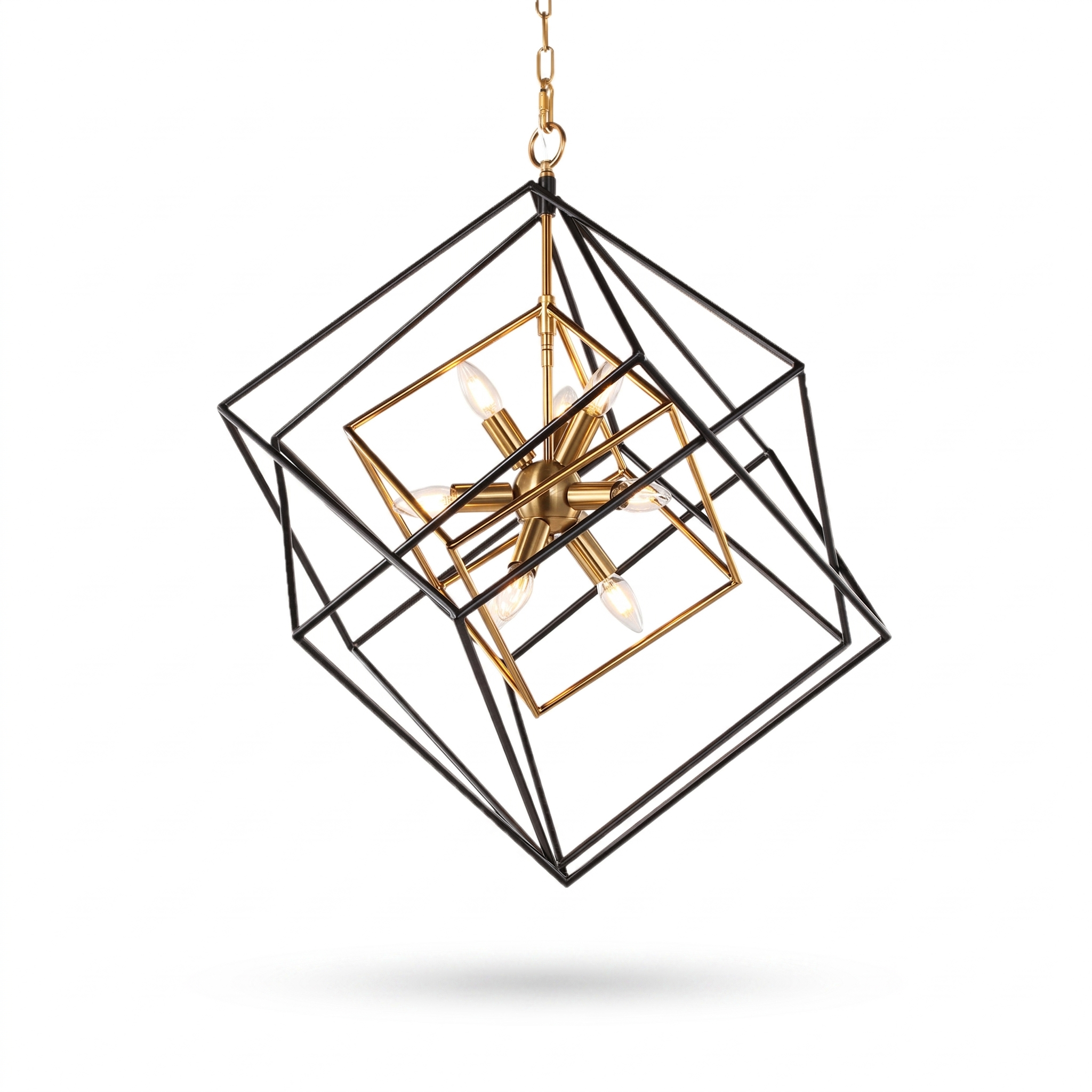 Ferrostell dual-frame square pendant isolated on white