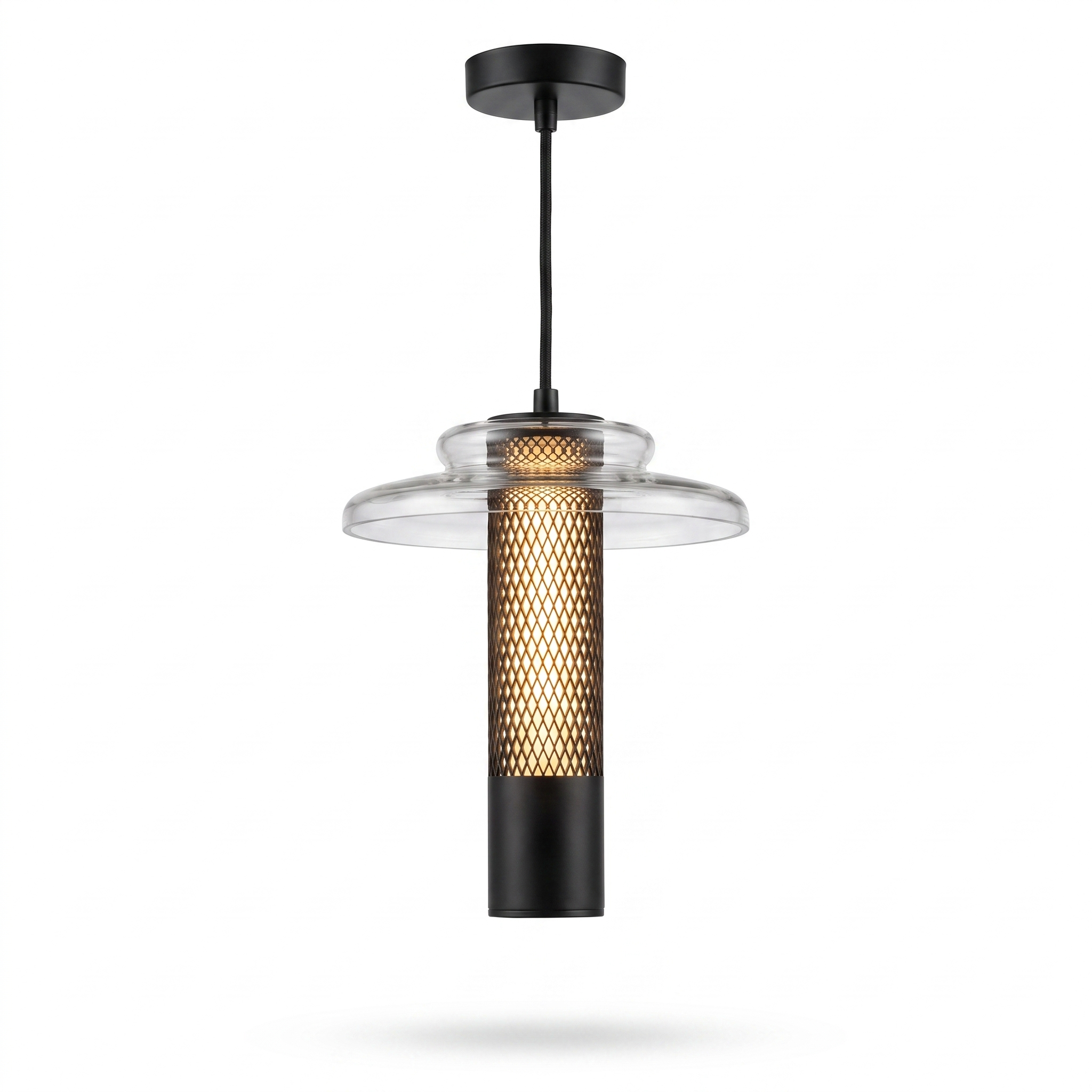 Solvane glass pendant light on a pure white background