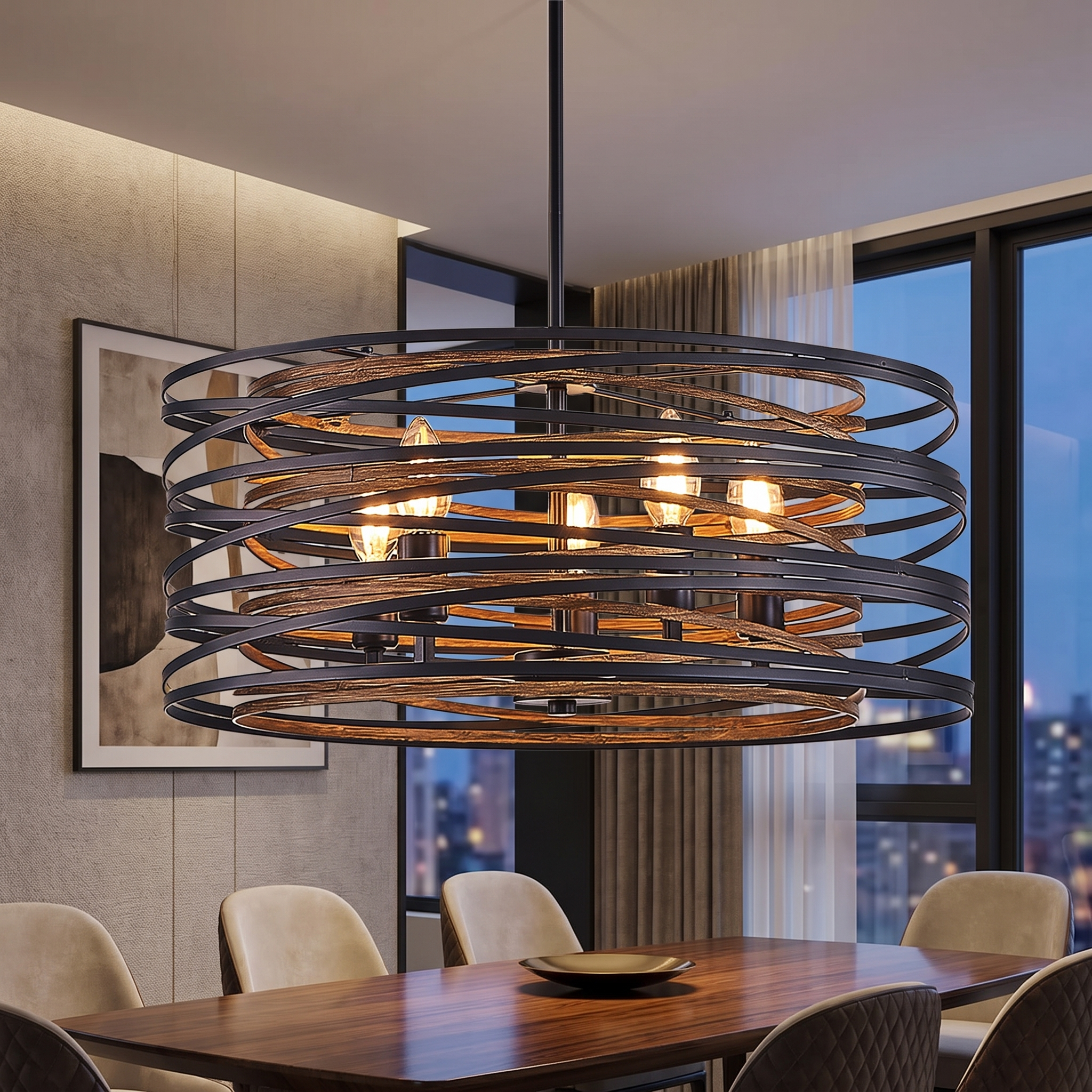 Drakemoor black drum pendant light