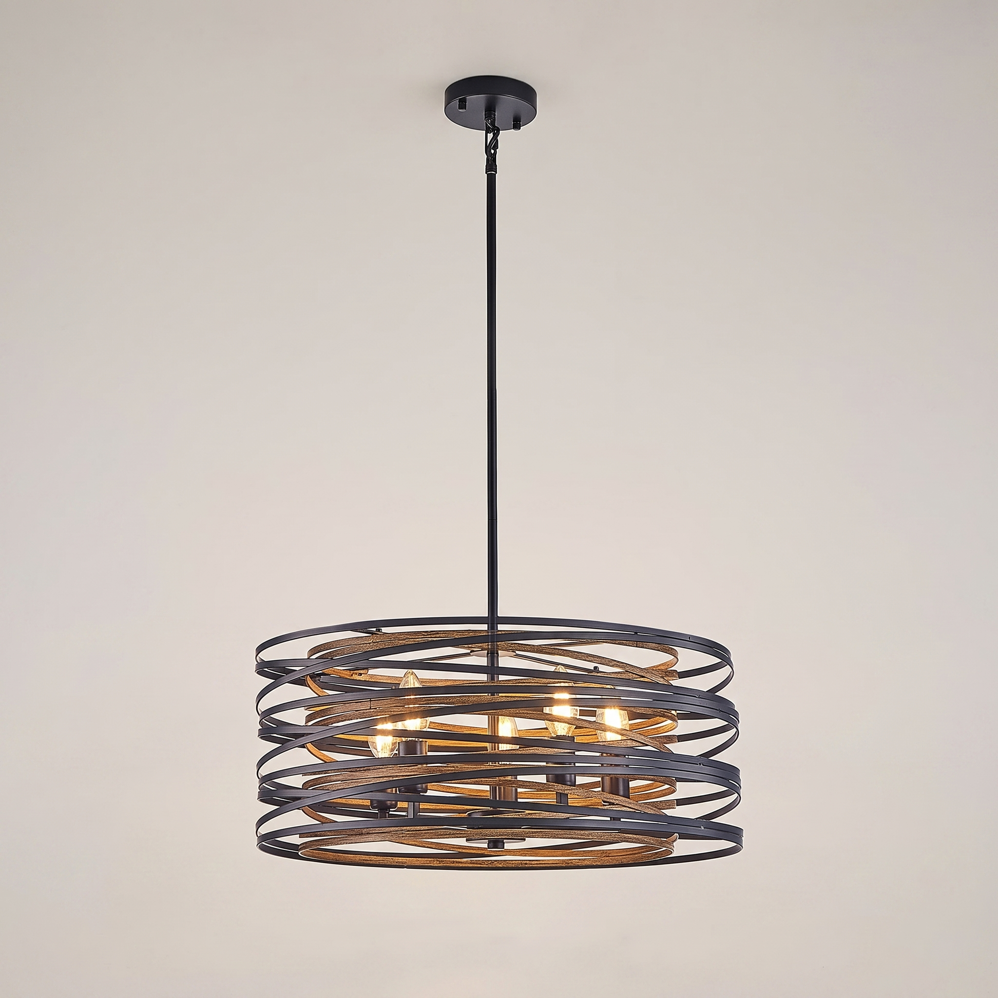 Layered metal Drakemoor black drum pendant light