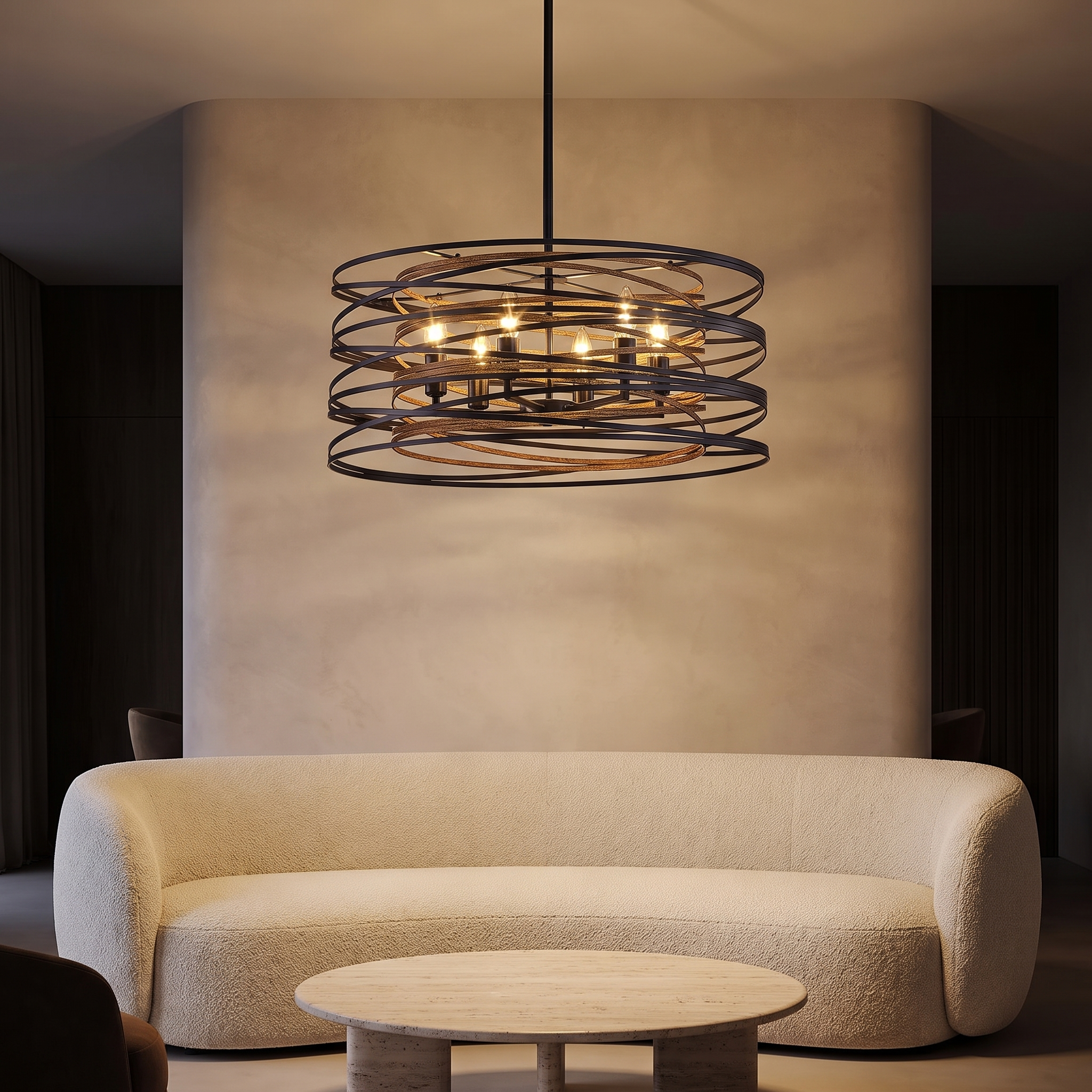 Drakemoor drum pendant in a modern luxury living room