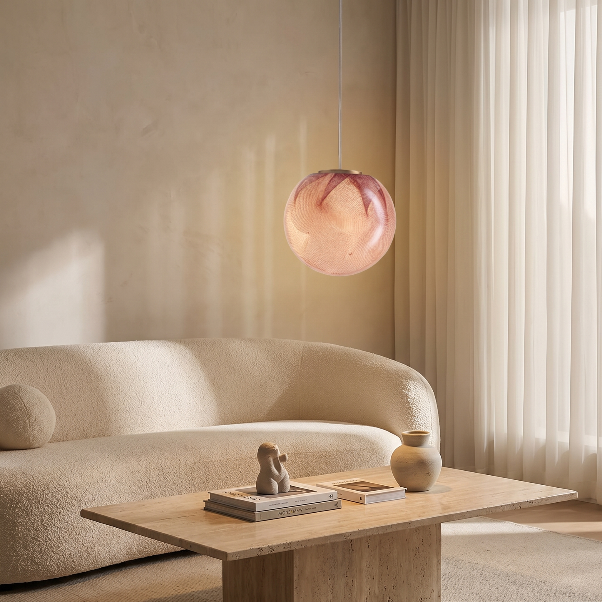 Lumetta rose-gold globe lights in a luxury living room