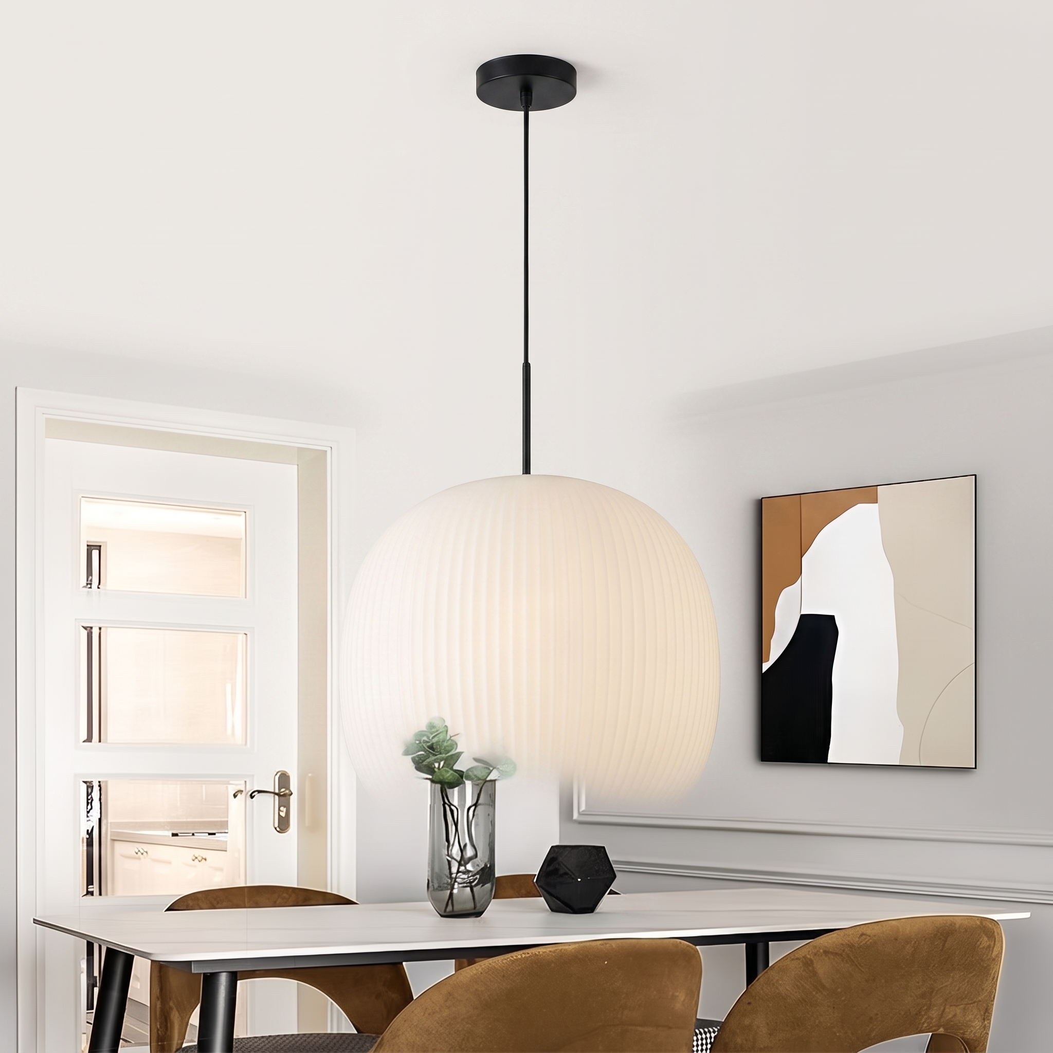 Halstead pendant light over a marble kitchen island