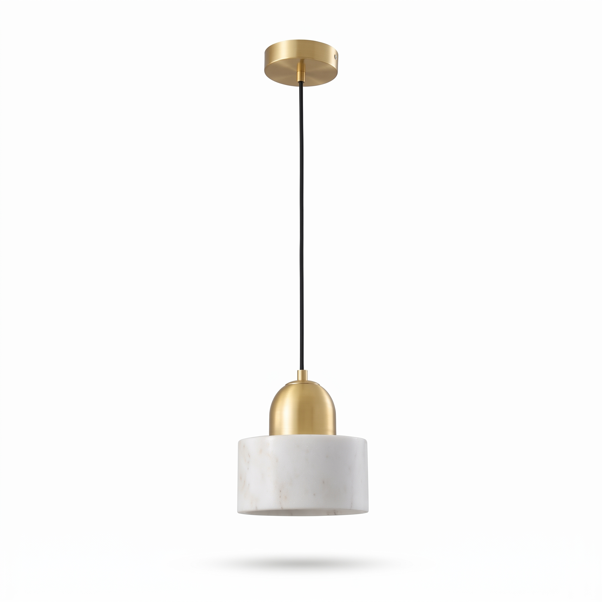 Marbelle marble drum pendant light on a pure white background