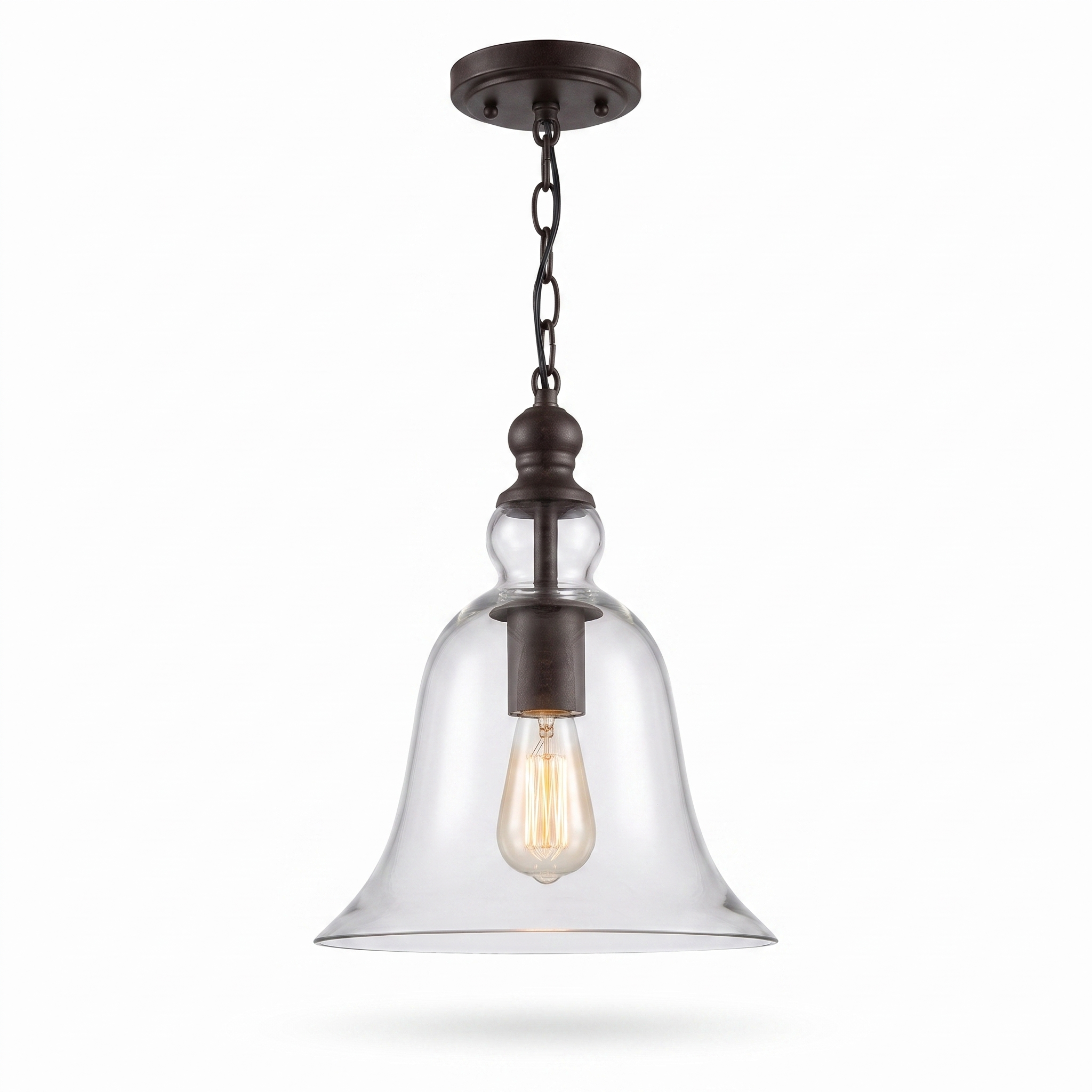 Chimeria iron and glass pendant light on a pure white background