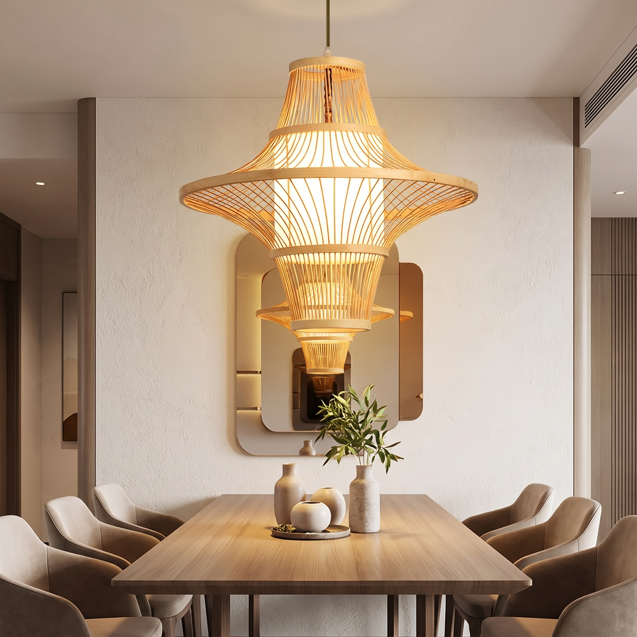 Bambroza rattan pendant light detail
