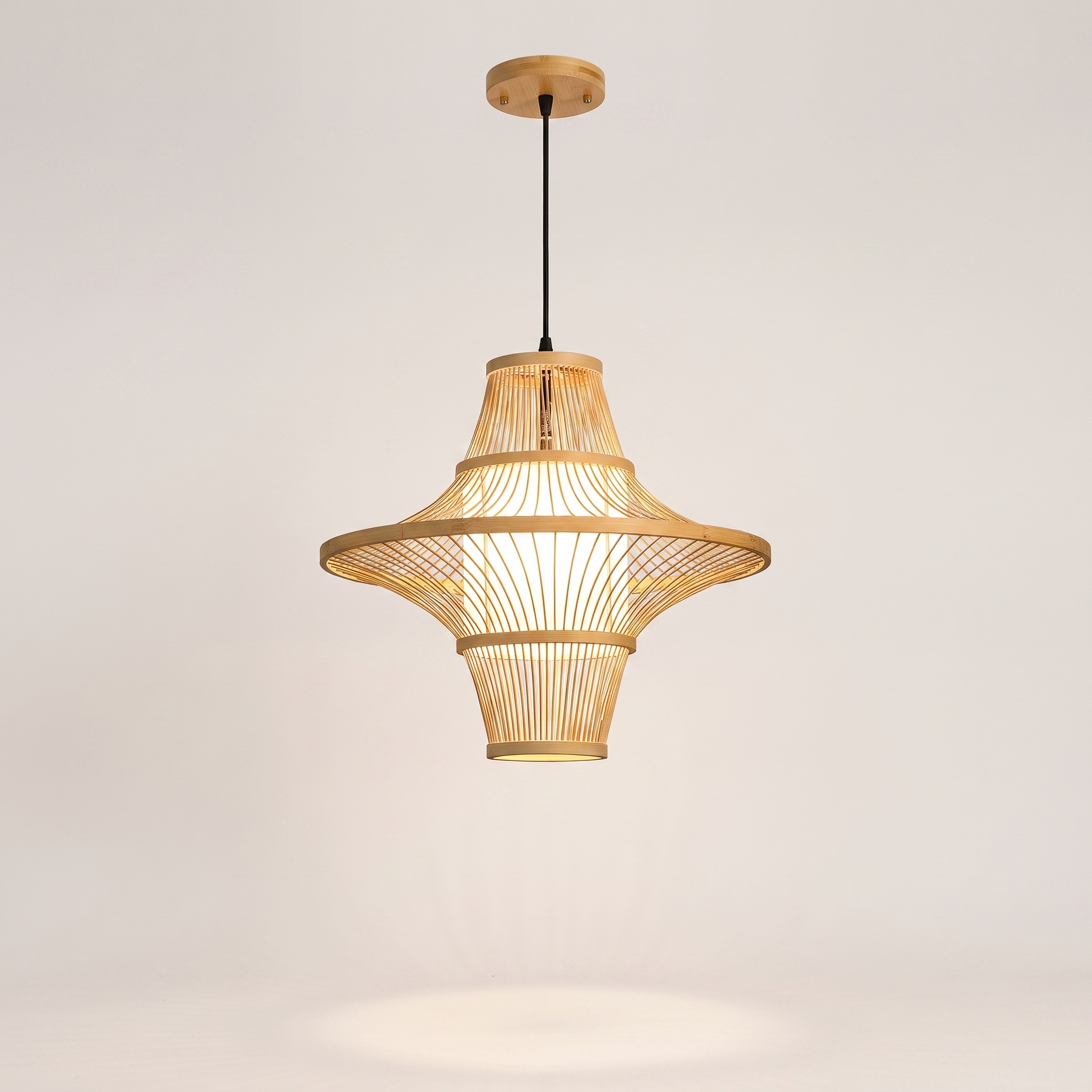 Bambroza woven cone pendant light view