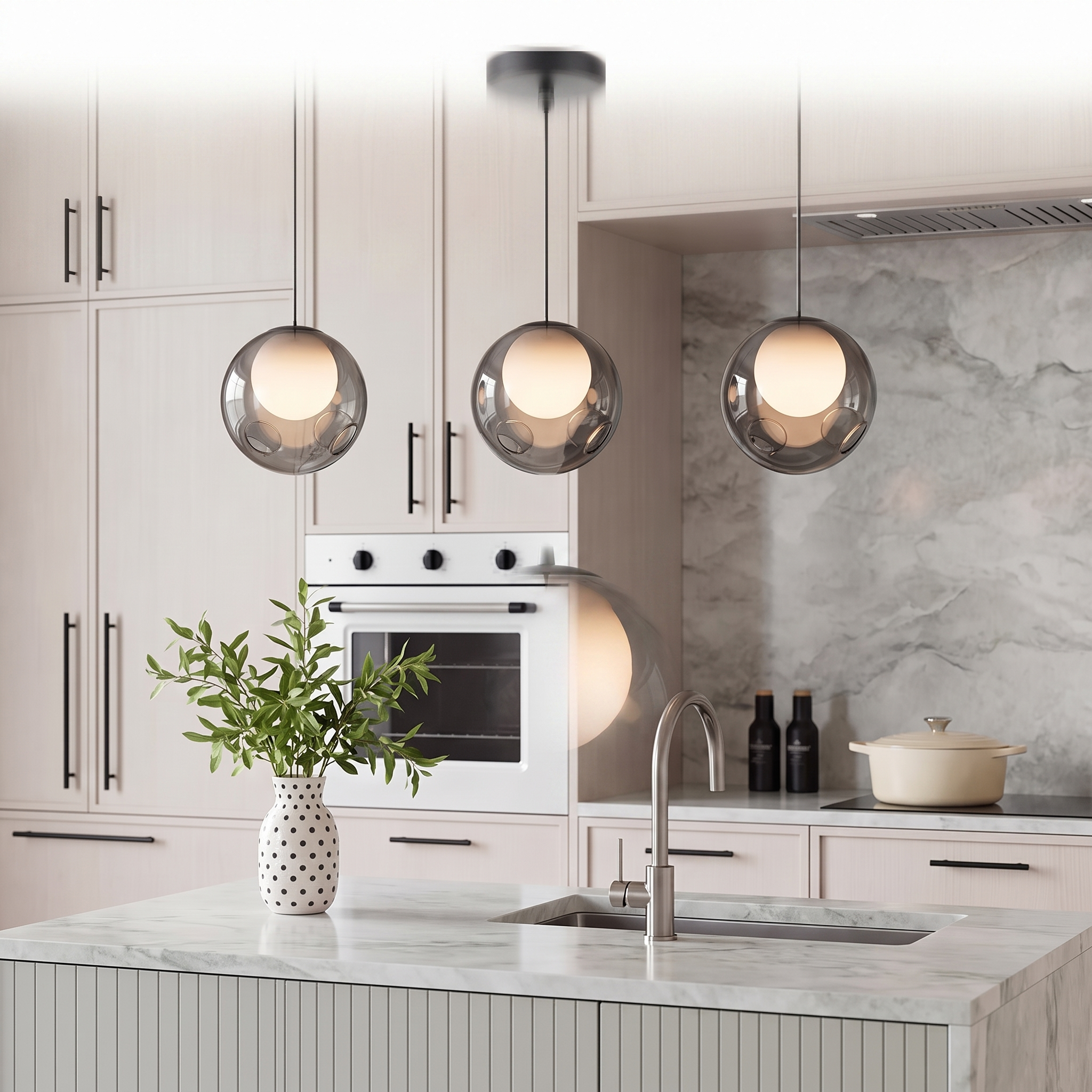 Bublora glass bubble pendant light on a pure white background