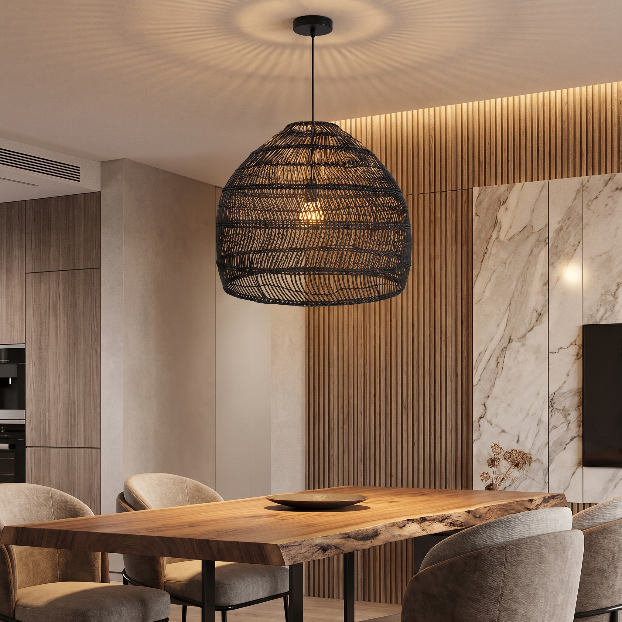 Ratella rattan pendant light detail