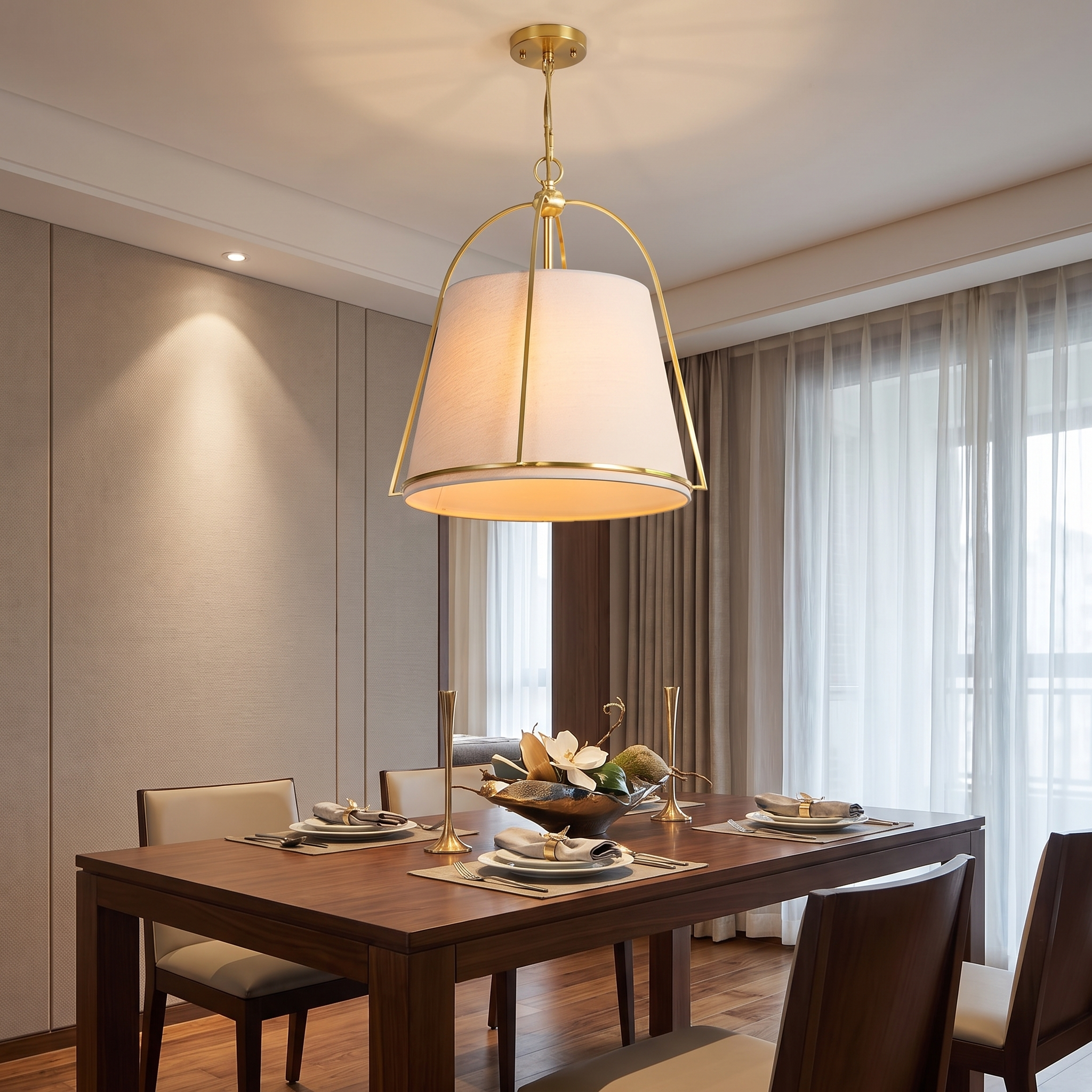 Trapelle white fabric shade detail