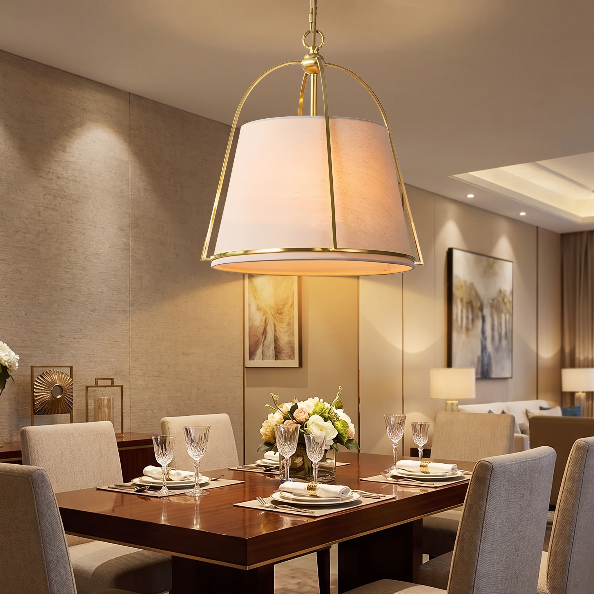 Trapelle pendant light in a luxury dining room