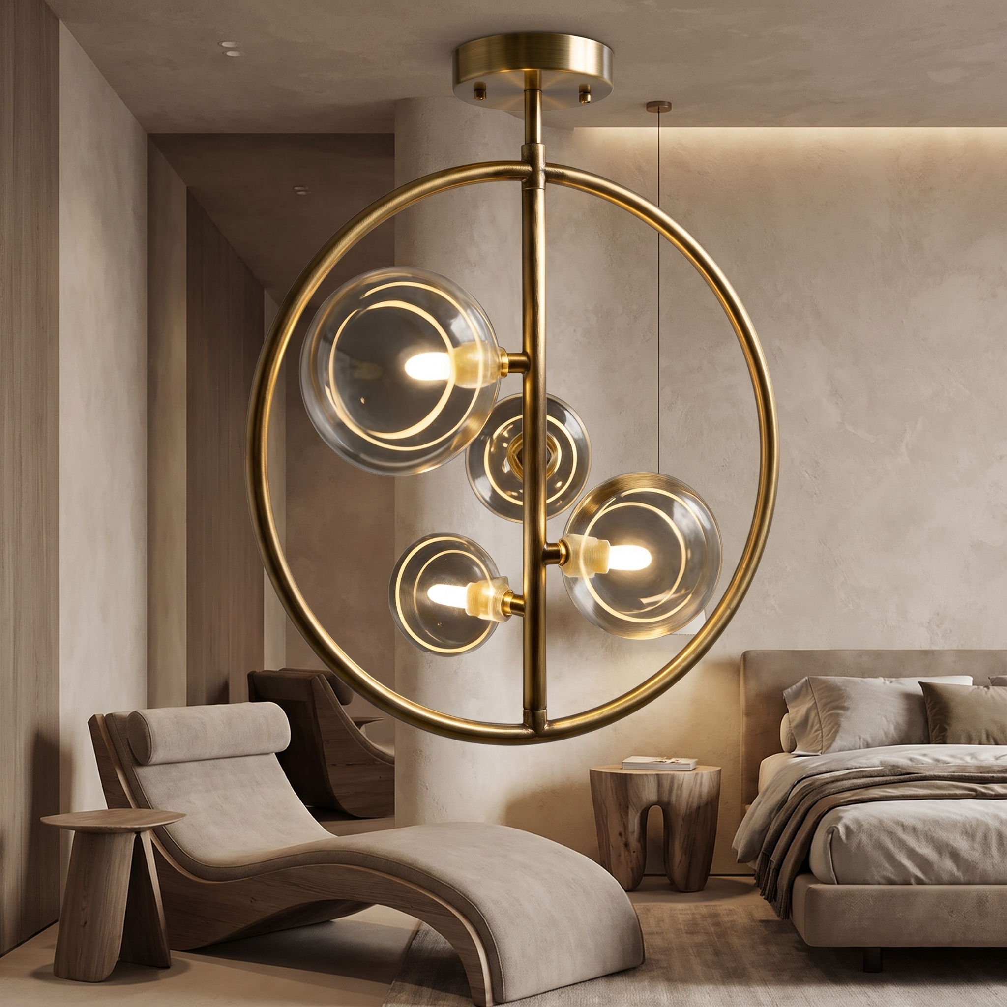 Anelara vertical ring pendant in a stylish bedroom