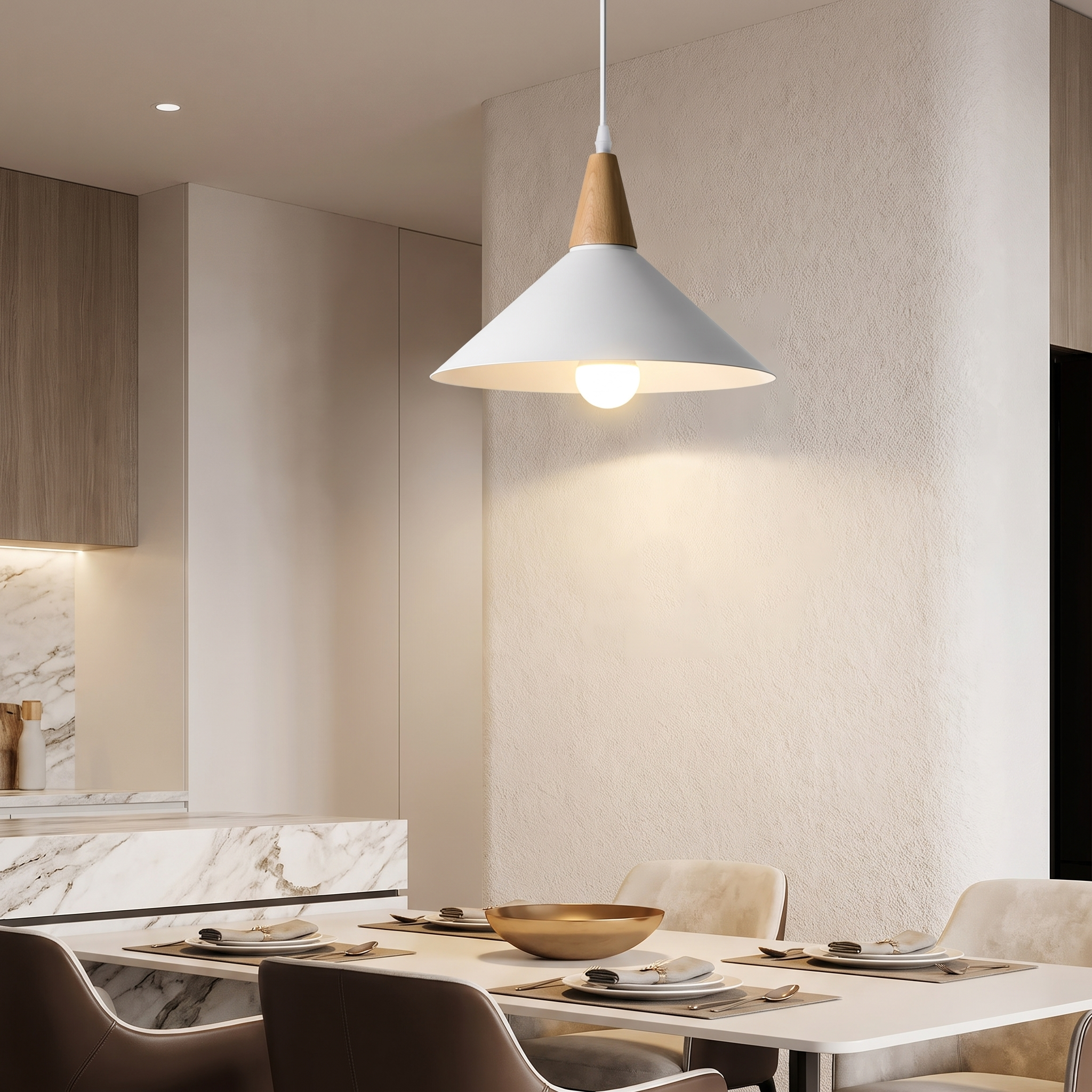 Conica cone pendant wood top detail