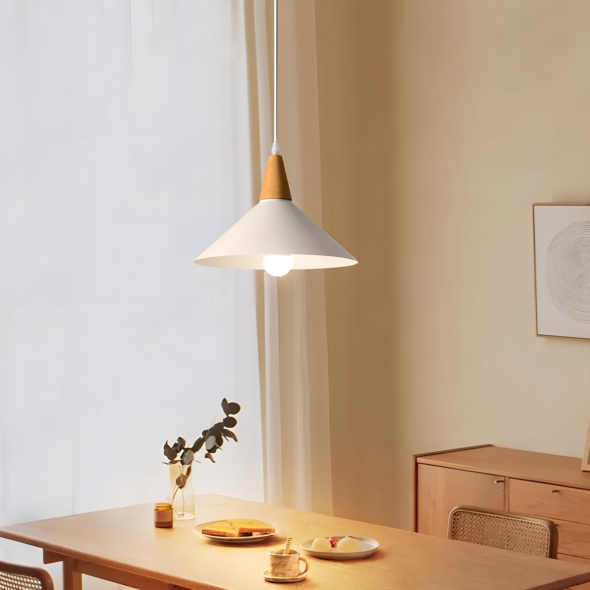 Conica Nordic cone pendant light in a modern kitchen