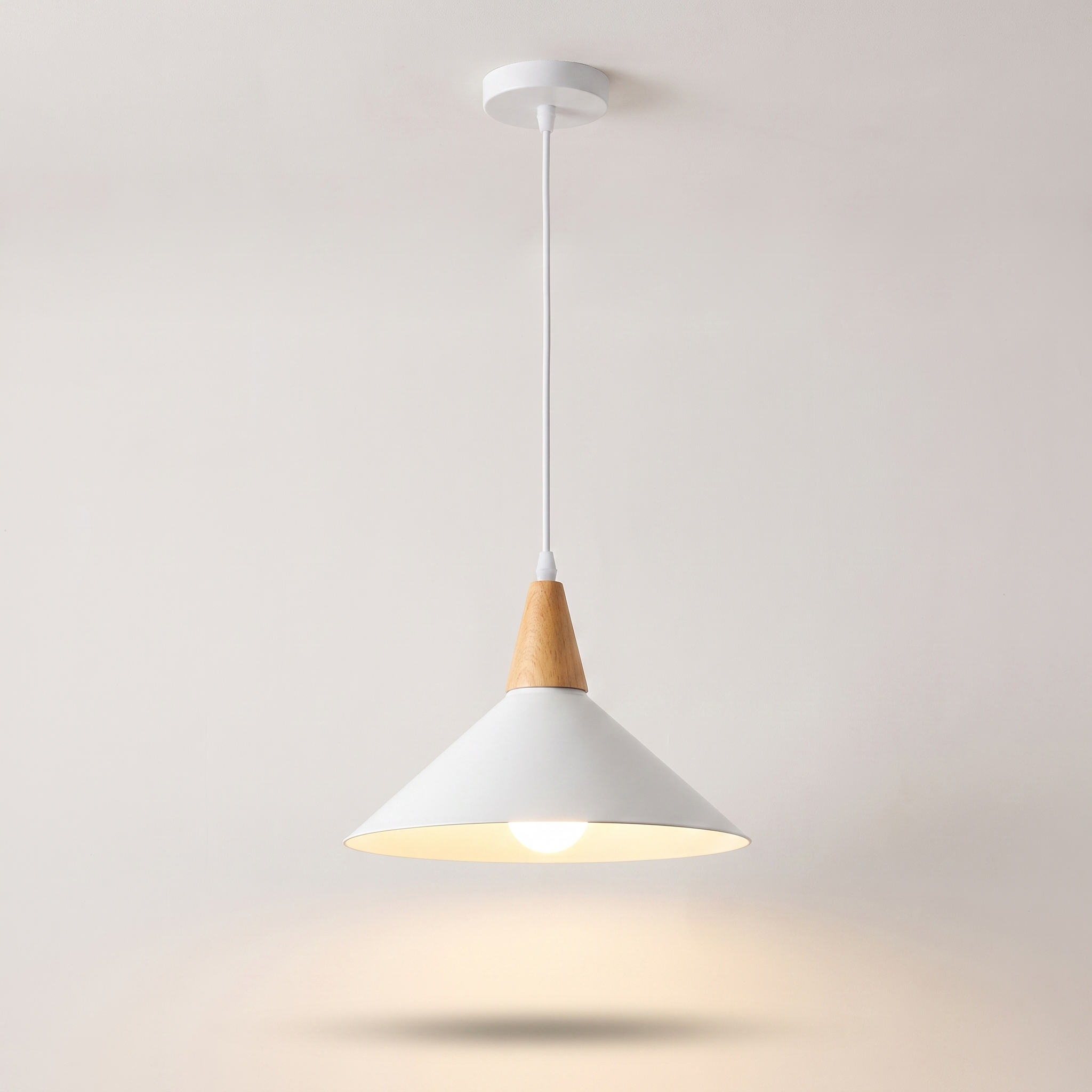 Conica white metal cone pendant light