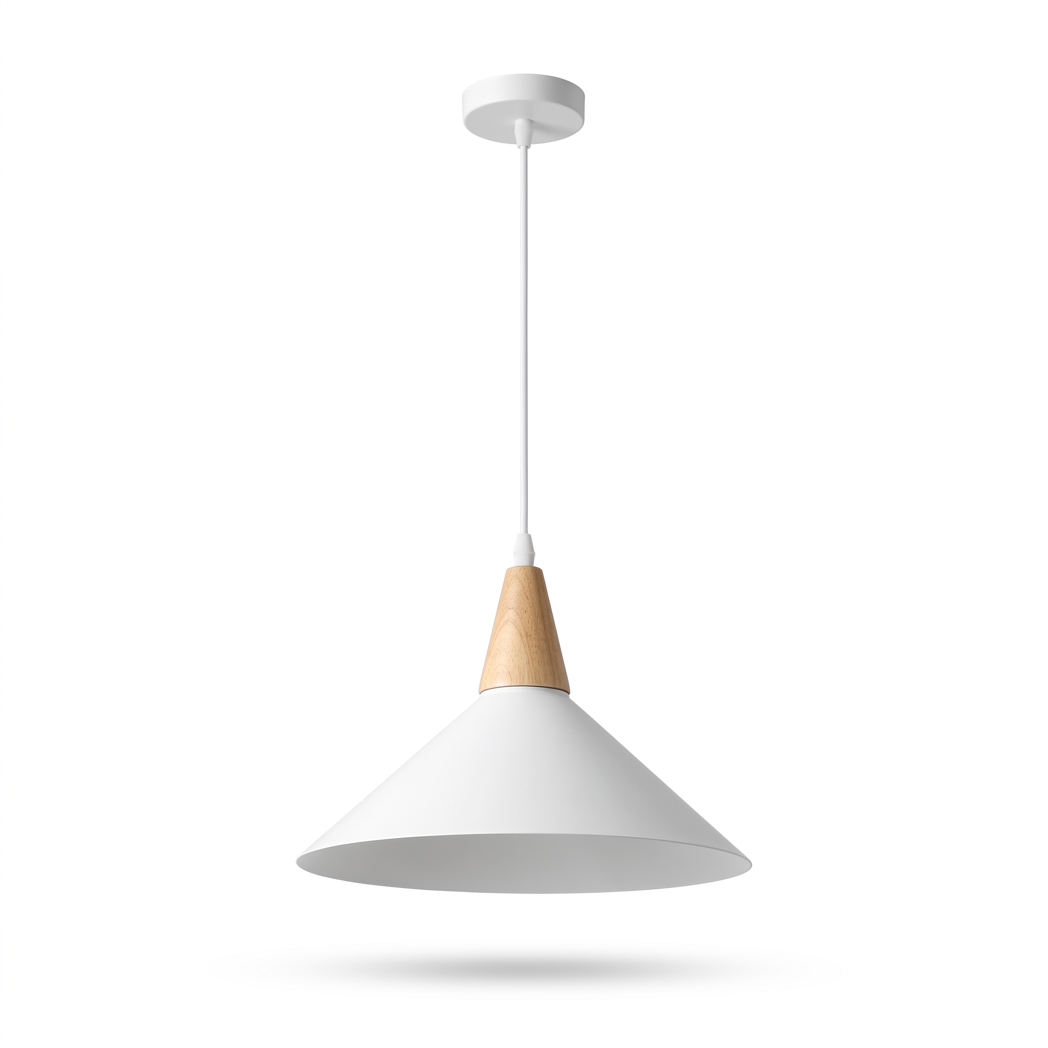 Conica white cone pendant light on a pure white background