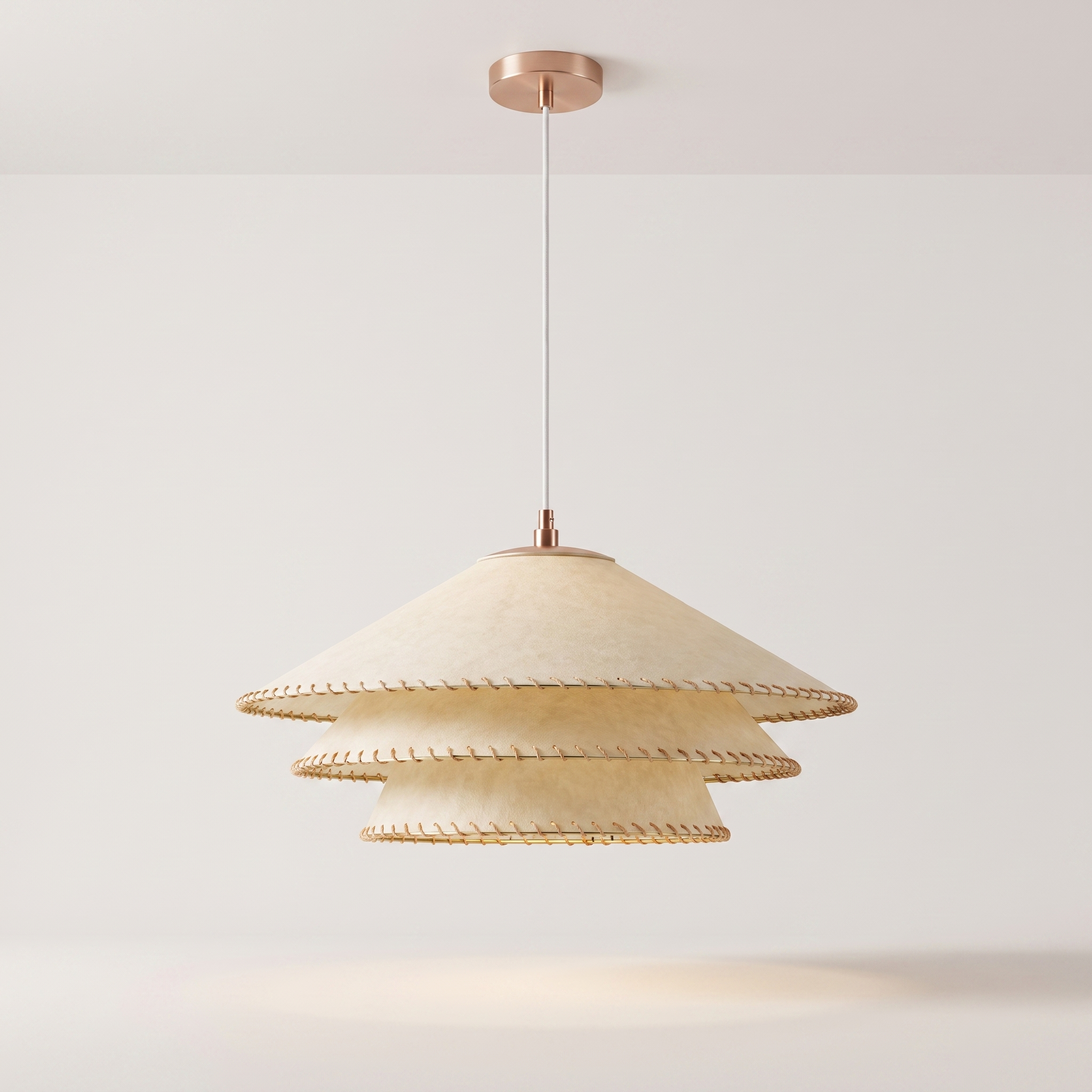 Papyra rustic tiered parchment pendant light