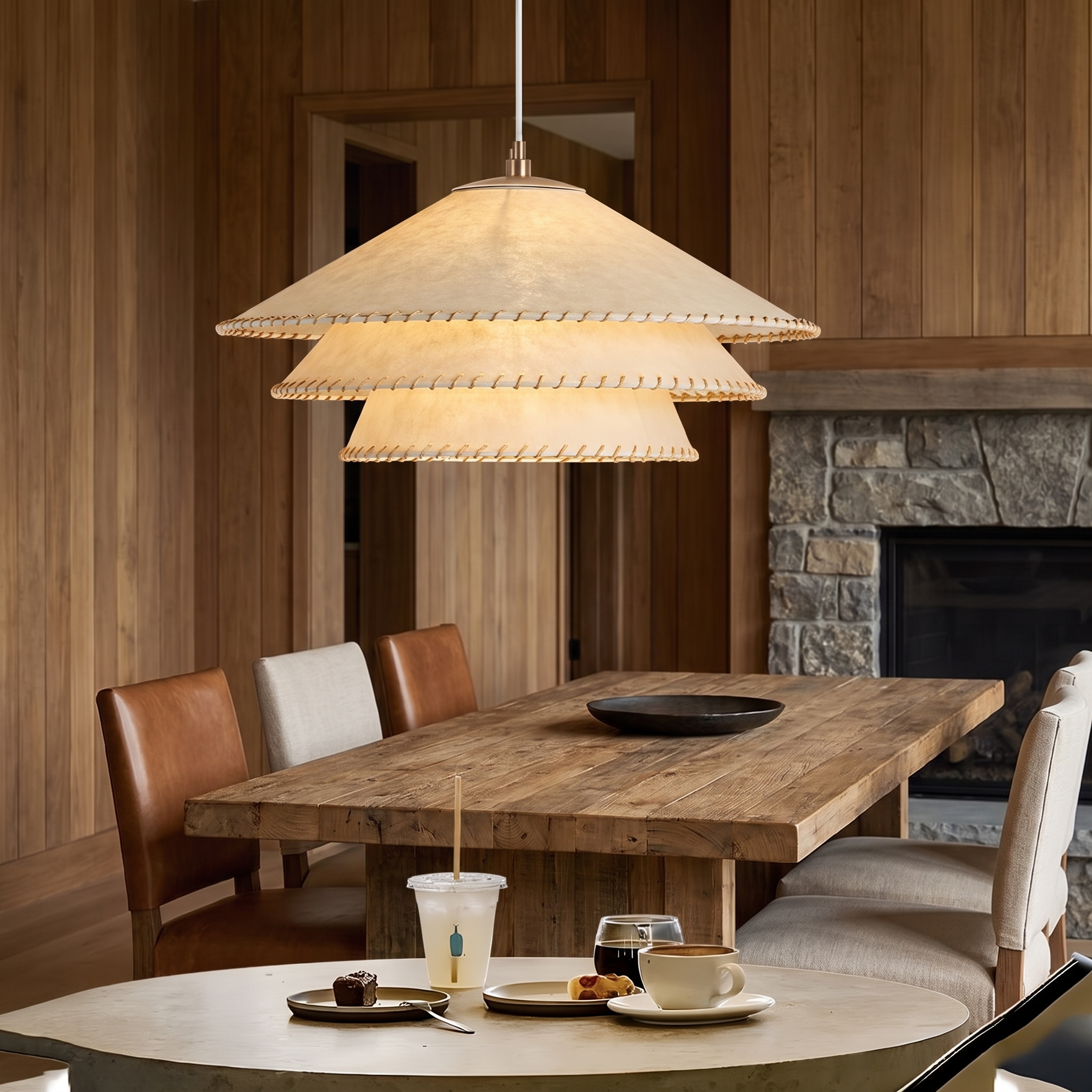 Papyra parchment pendant light detail