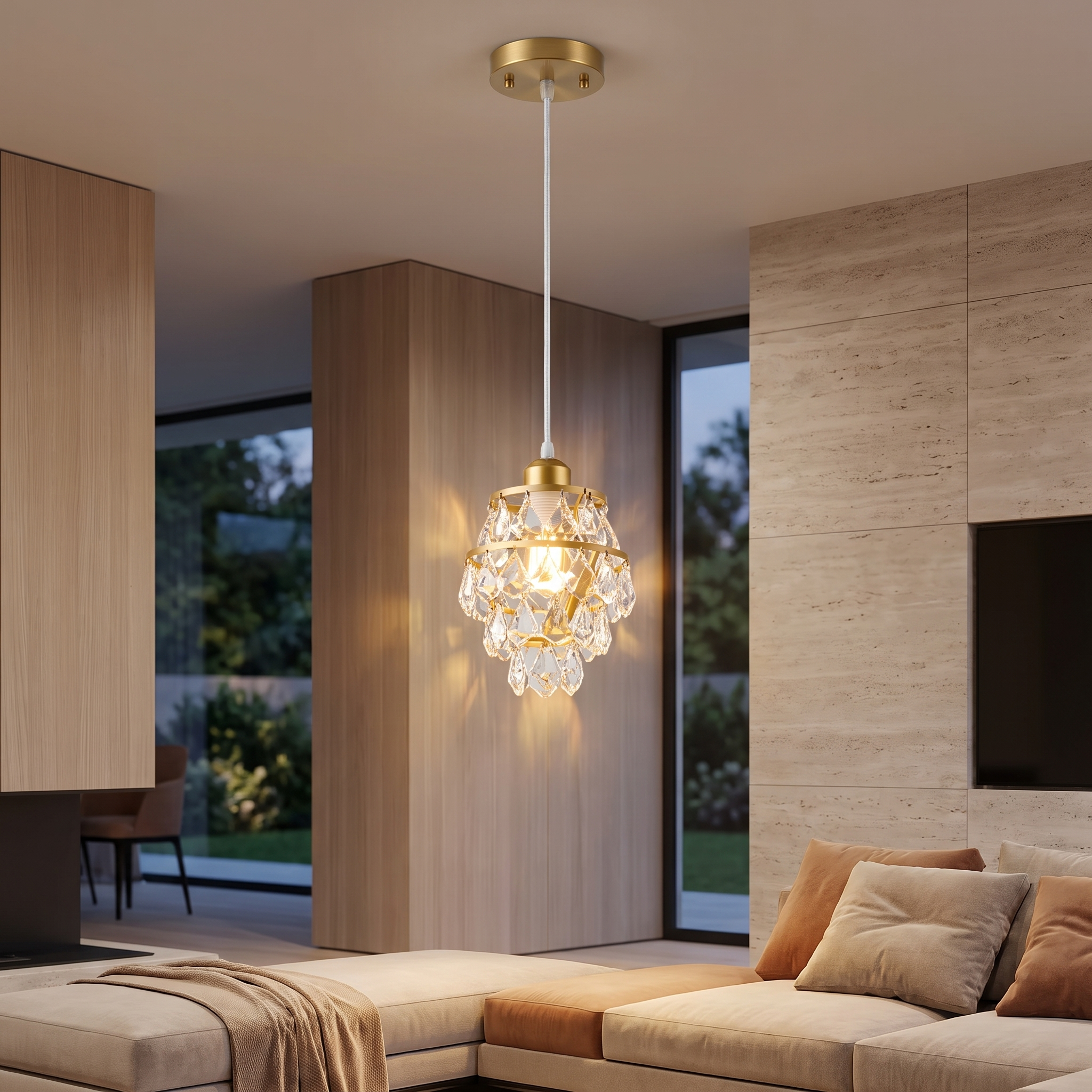 Crystalene crystal pendant metal finish option