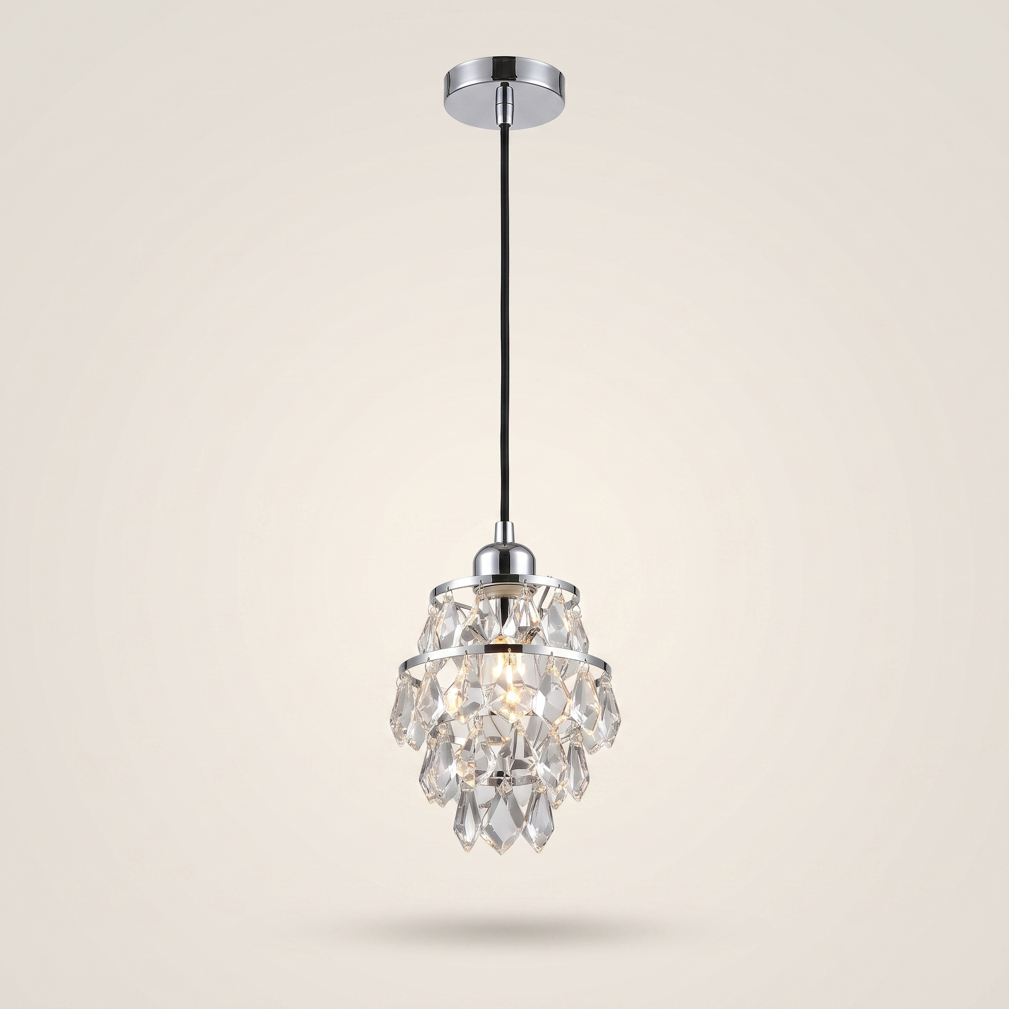 Crystalene crystal pendant dual metal finish