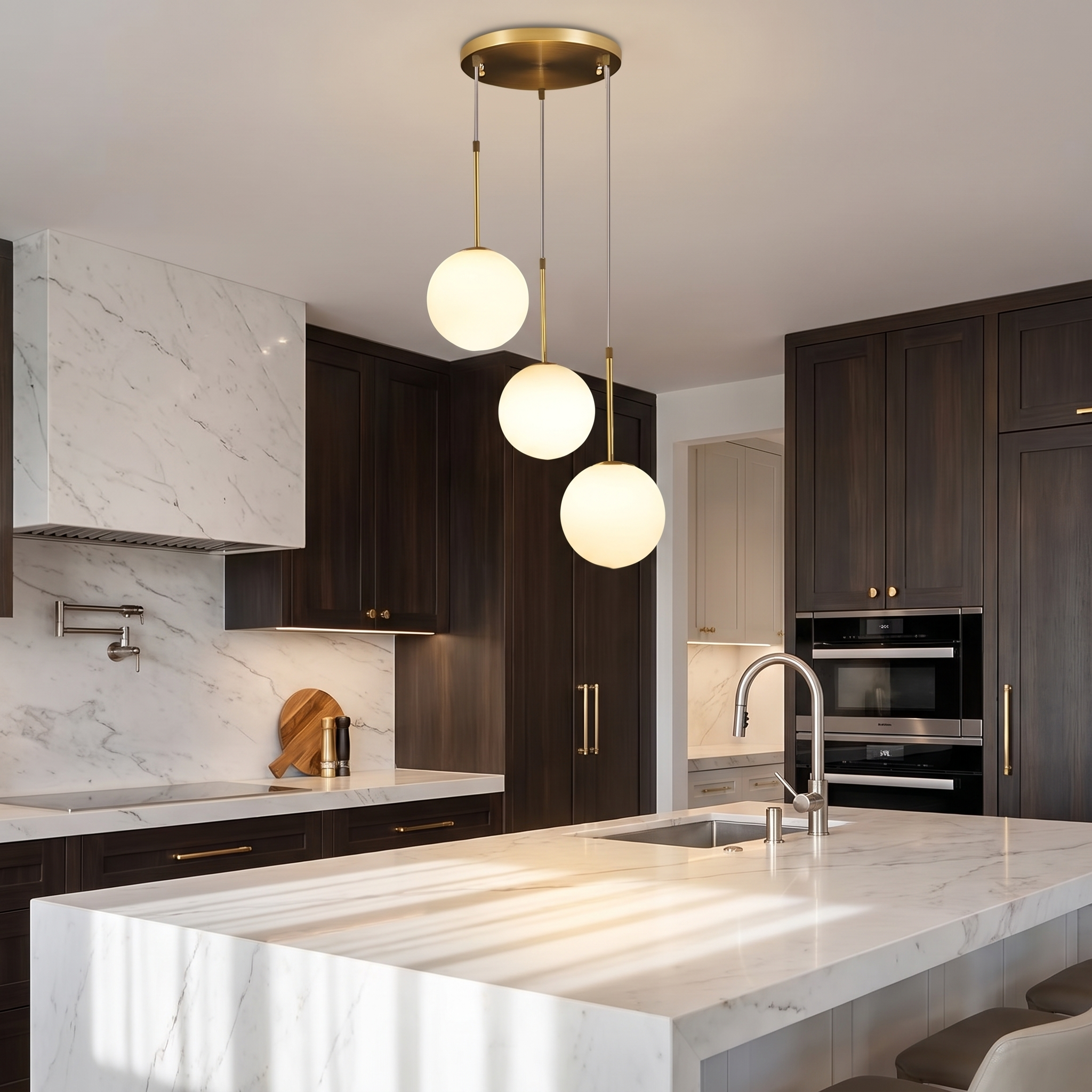 Insulara island pendant light in a luxury kitchen