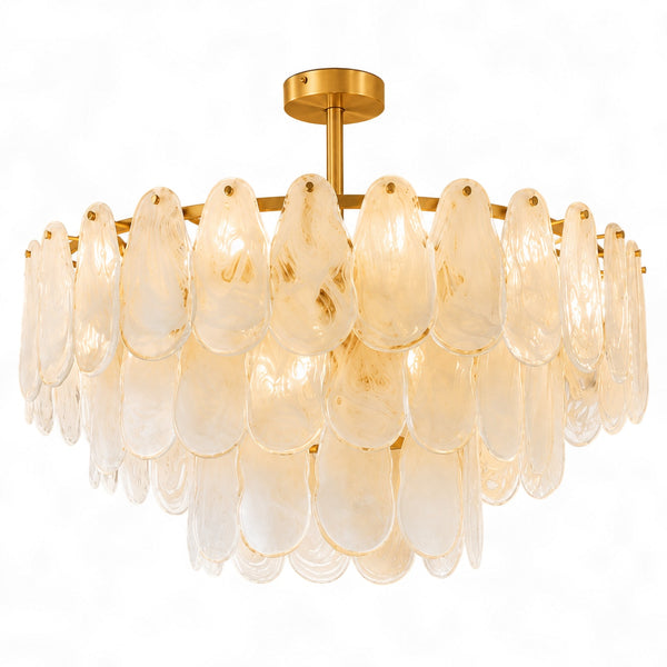 Avenor Midcentury Modern Chandelier Full-Copper Glass Ceiling Light